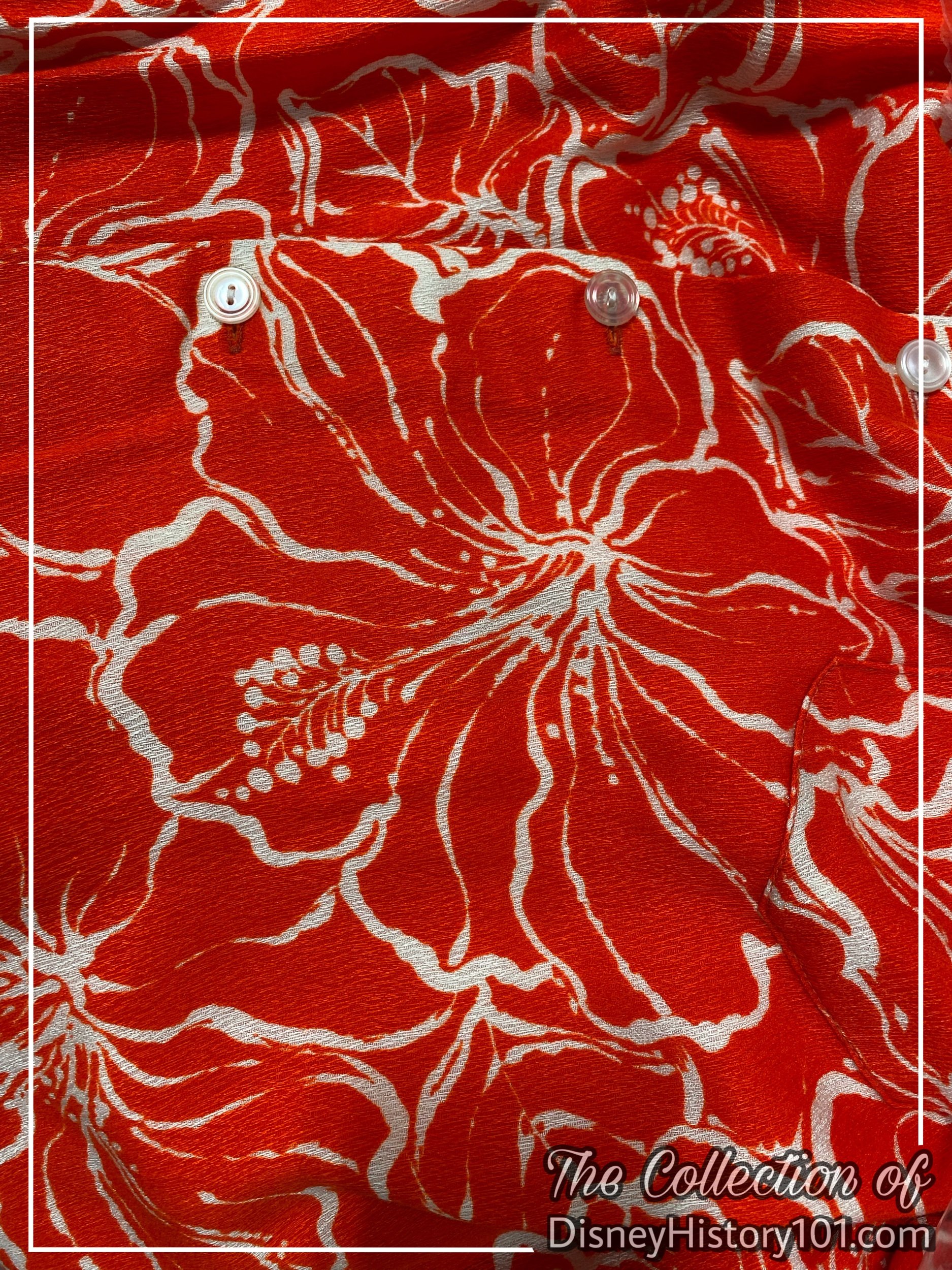 Walt Disney's Enchanted Tiki Room Hostess Costume Swatch.
