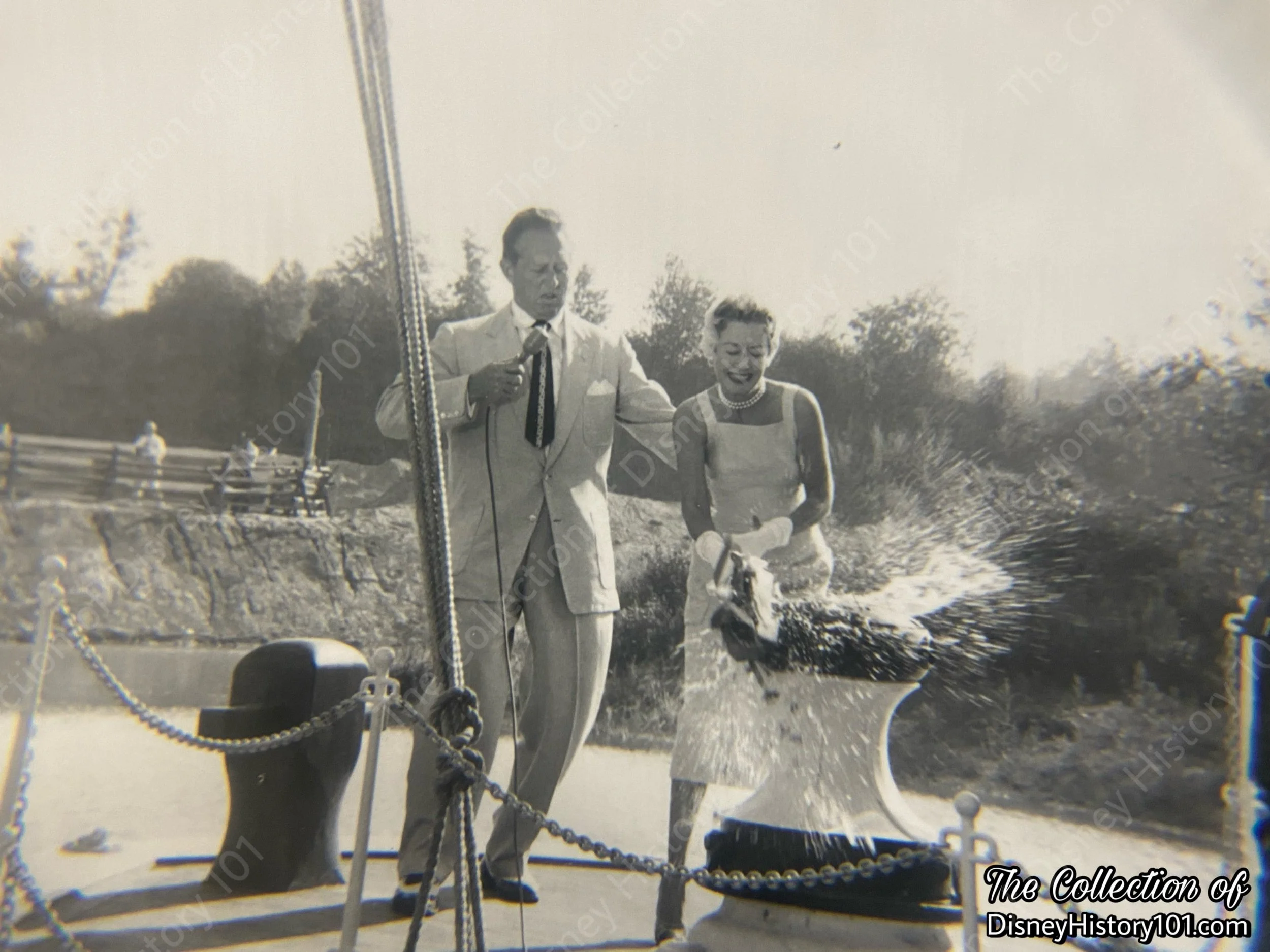 Irene Dunne launched the "Mark Twain" by breaking a flask filled with water from all the rivers of America instead of the traditional bottle of Champagne.