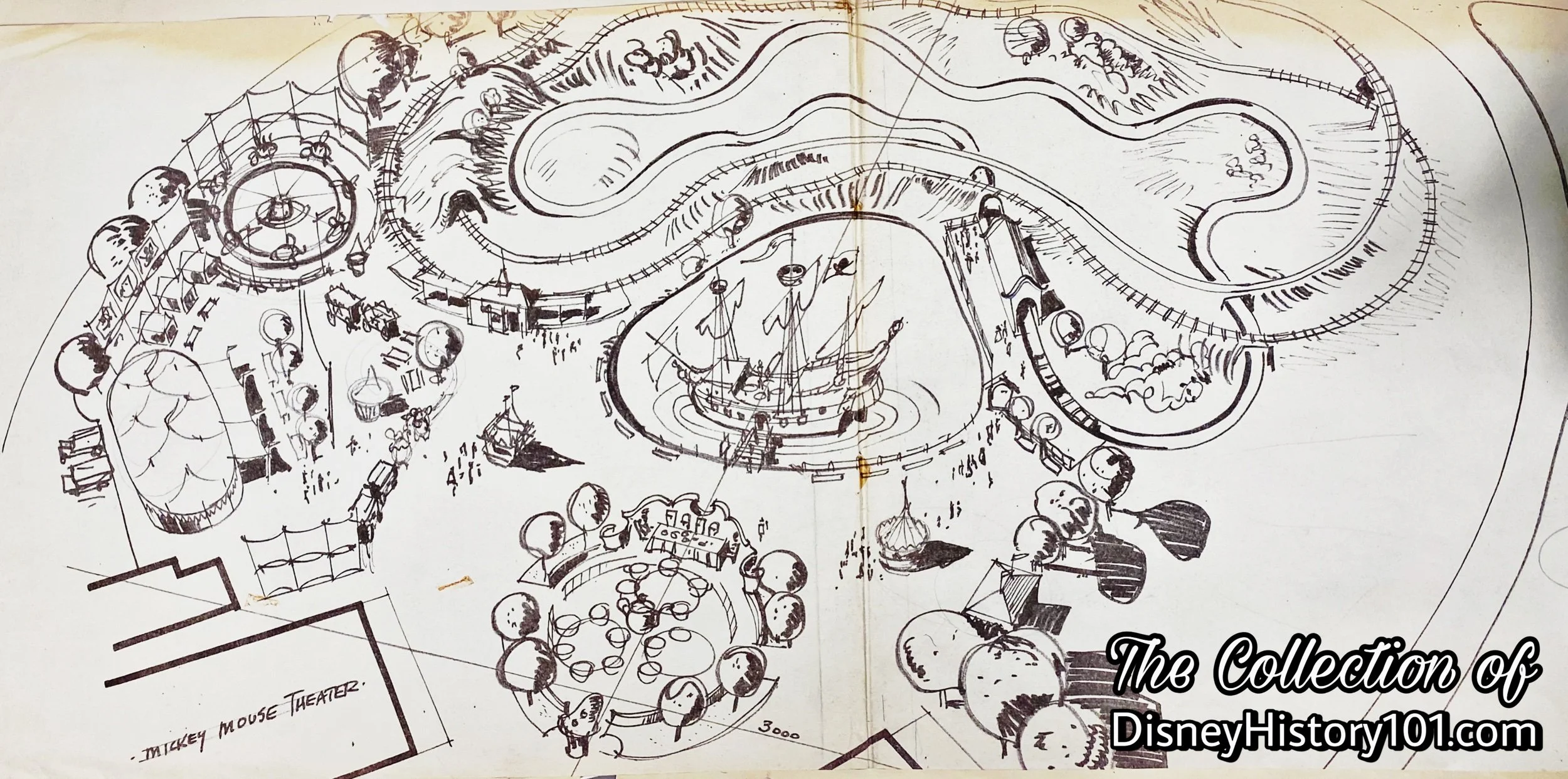 Note the placement of the attraction in this early rough layout concept.