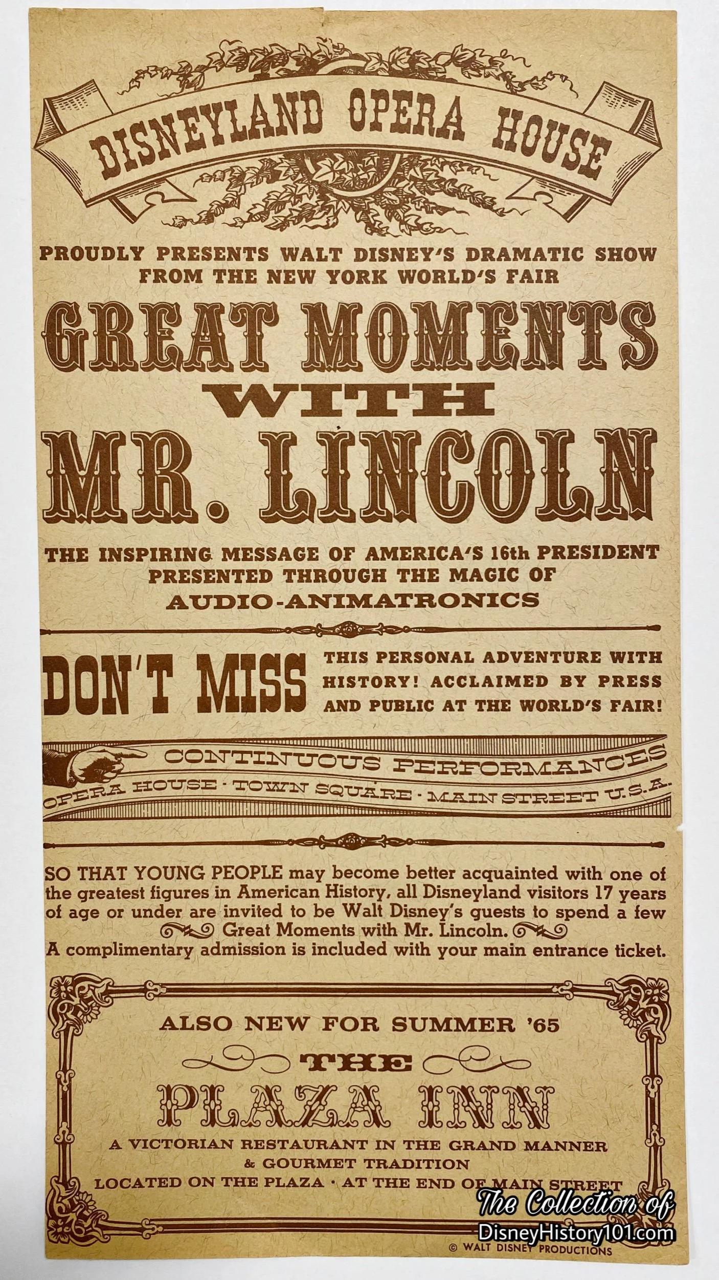 “Great Moment With Mr. Lincoln” Handbill / Poster Art.