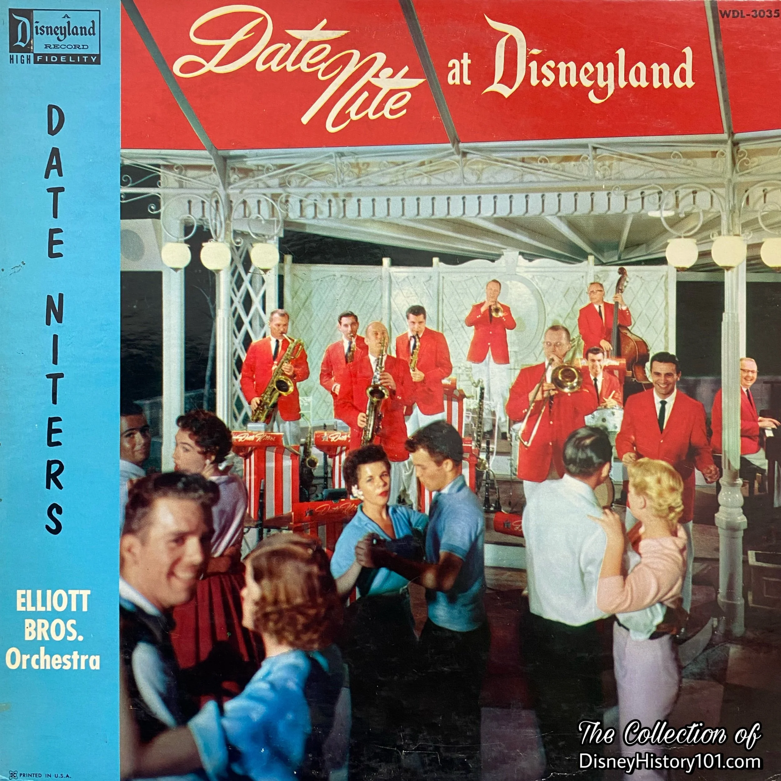  From the 1950s to the 1960s, the sounds of  Bill Elliott and the Elliott Brothers Orchestra  could be found emanating from the  Plaza Gardens  during  Date Nites at Disneyland  (8 p.m. to midnight). You may recall the Elliot Brother’s Date Nite at D