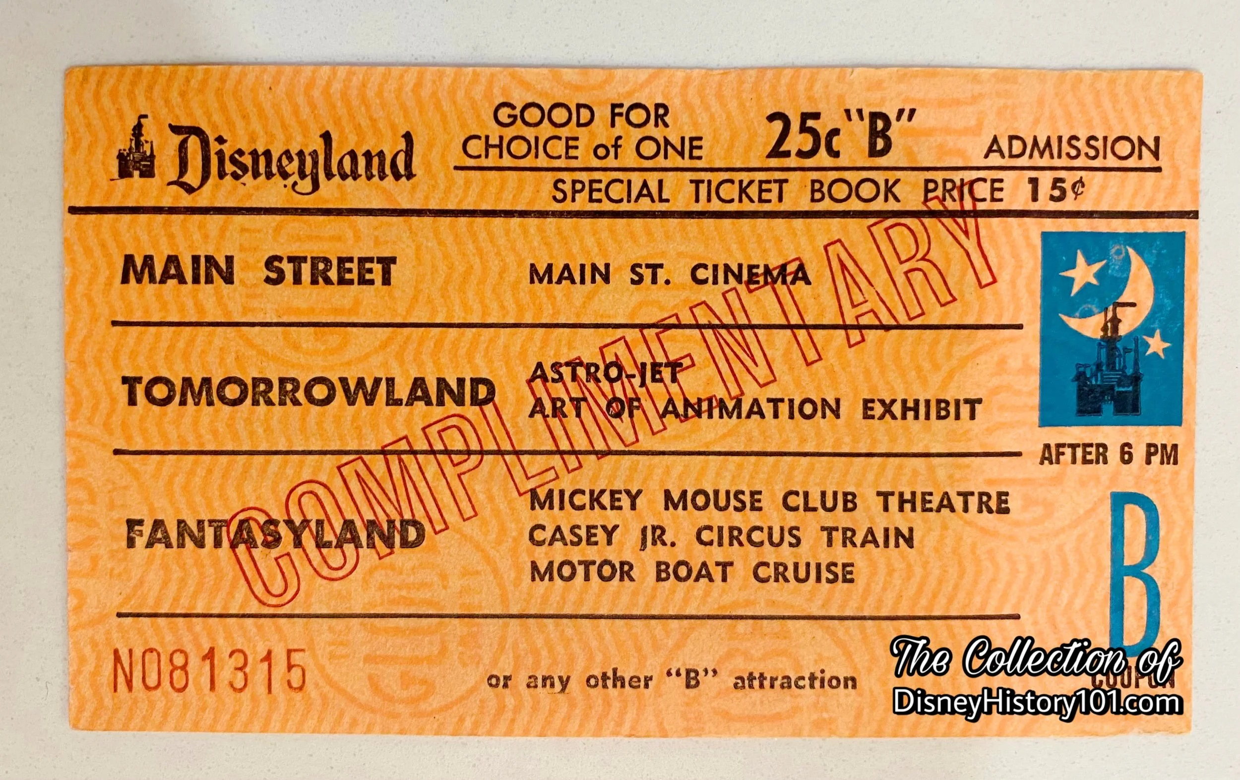 Main Street Cinema on the Complimentary Starlight Special Ticket Book “B” Admission Coupon; c. 1960-1964.