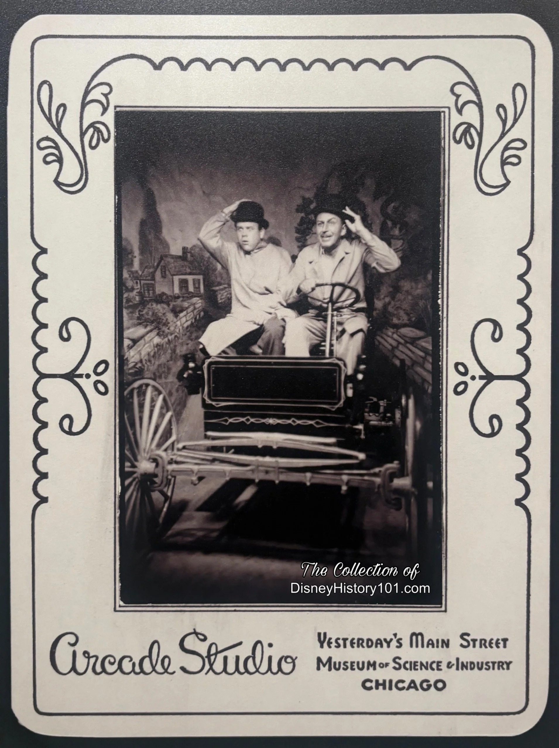 Walt Disney and Ward Kimball visit Yesterday‘s Main Street Museum of Science & Industry in Chicago in Greenfield Village, in 1948.