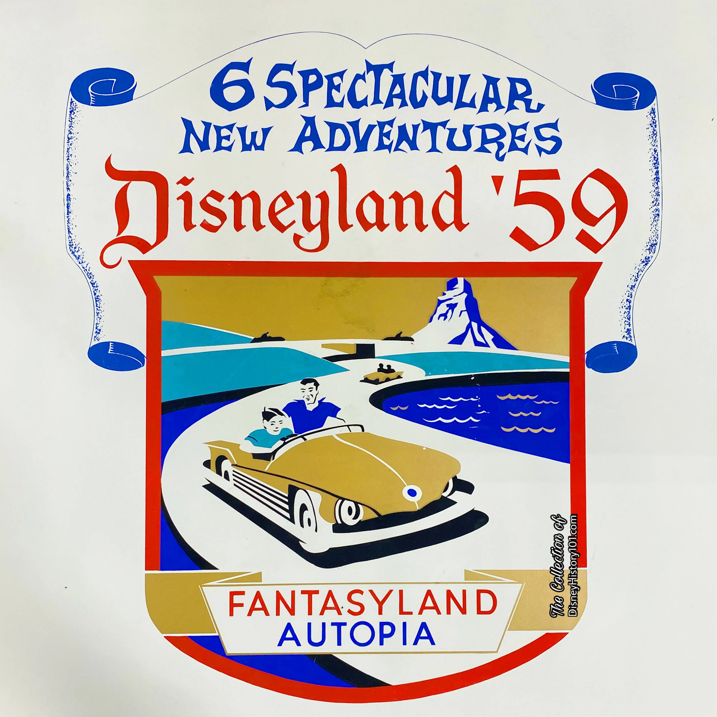 Disneyland ‘59 Plaque showcasing the spectacular new Fantasyland Autopia.
