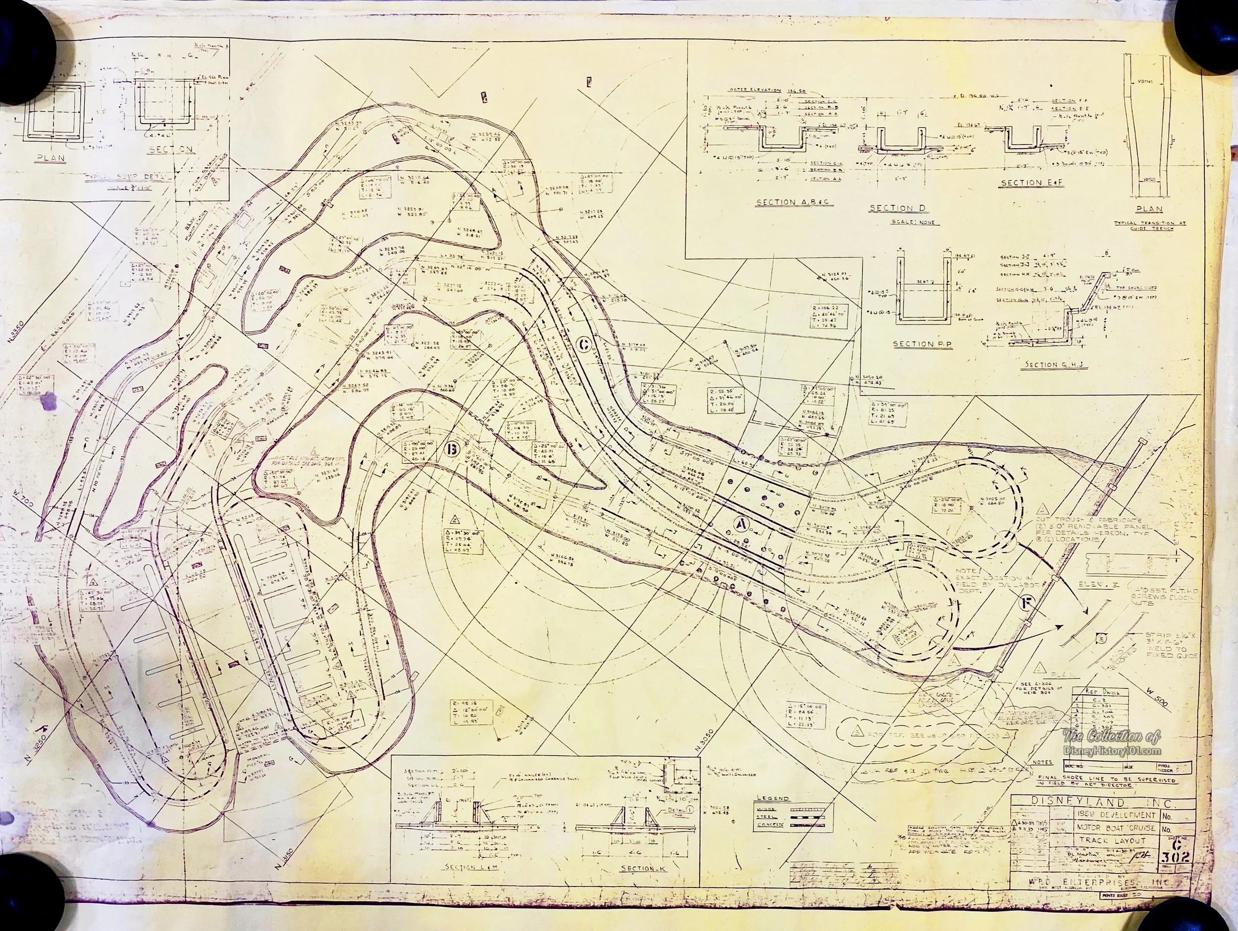“1959 Development - Motor Boat Cruise Track Layout” Plan C-302; Designed by WED Enterprises for Disneyland, Inc.