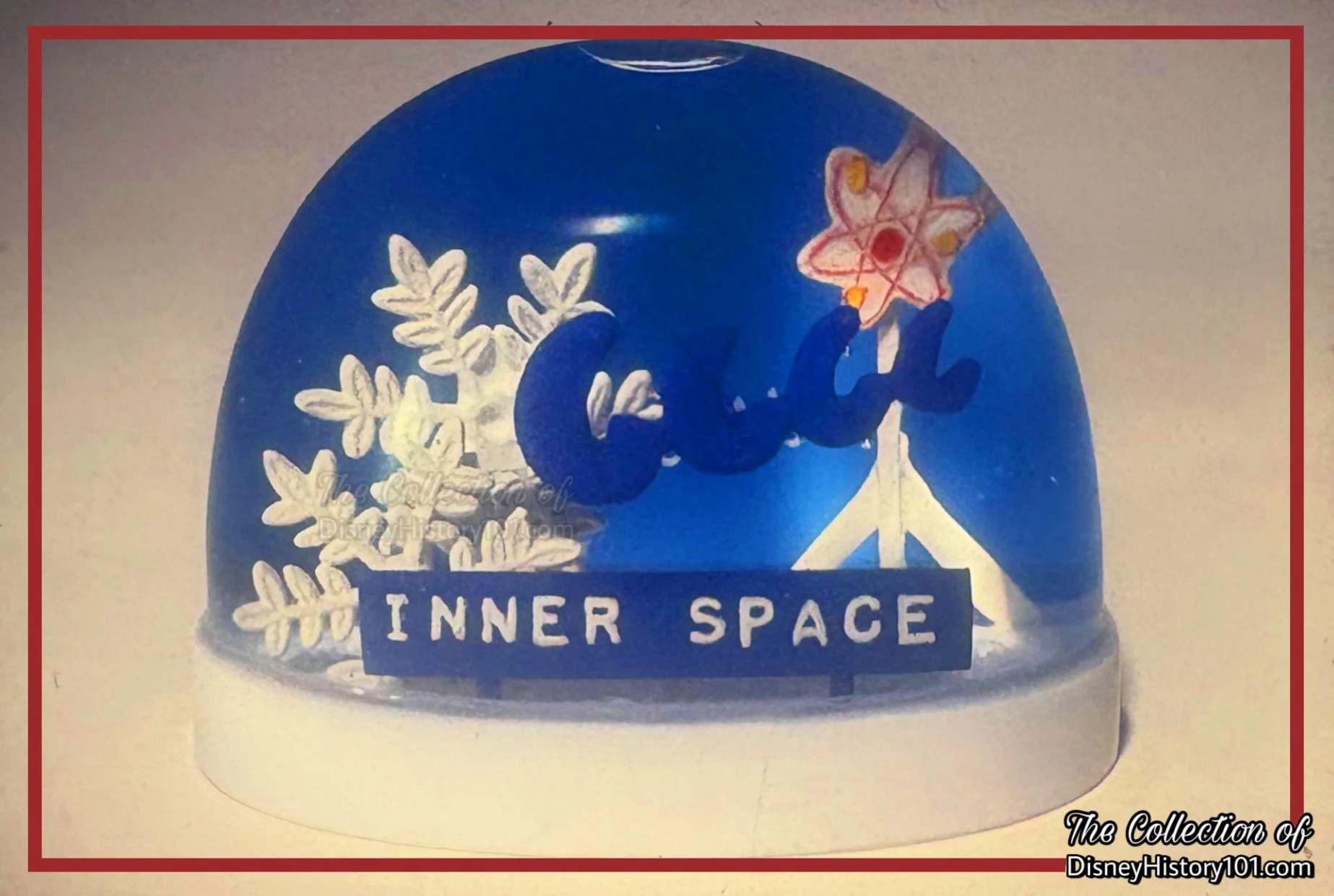This prototype for an Inner Space water globe was photographed during October 1979, two years after the Disneyland and Monsanto partnership ended.