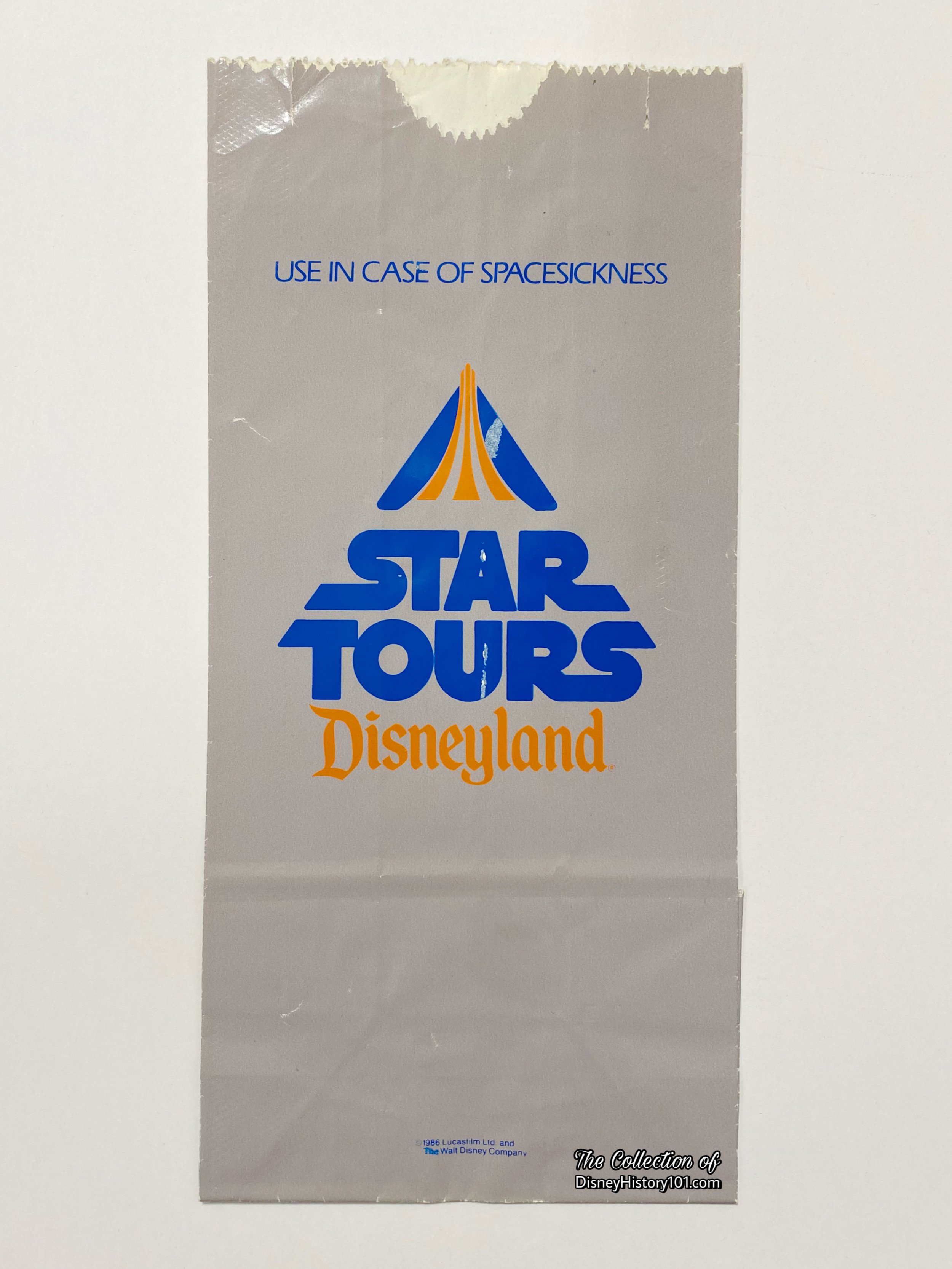 A Star Tours “Space Sickness” Bag; 1986.