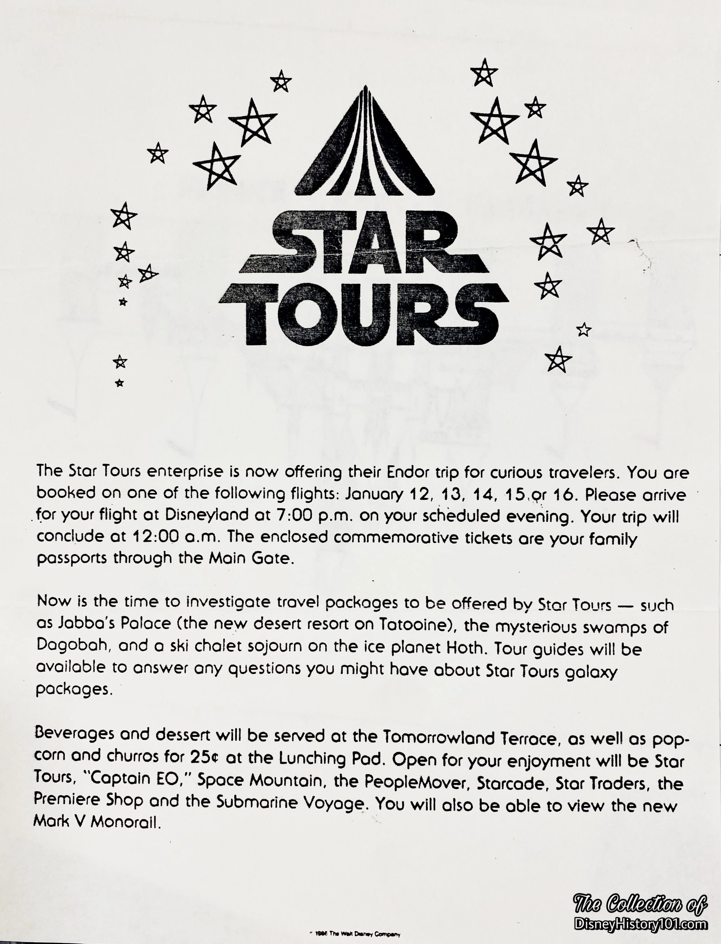 The Star Tours Cast Premiere Invitation