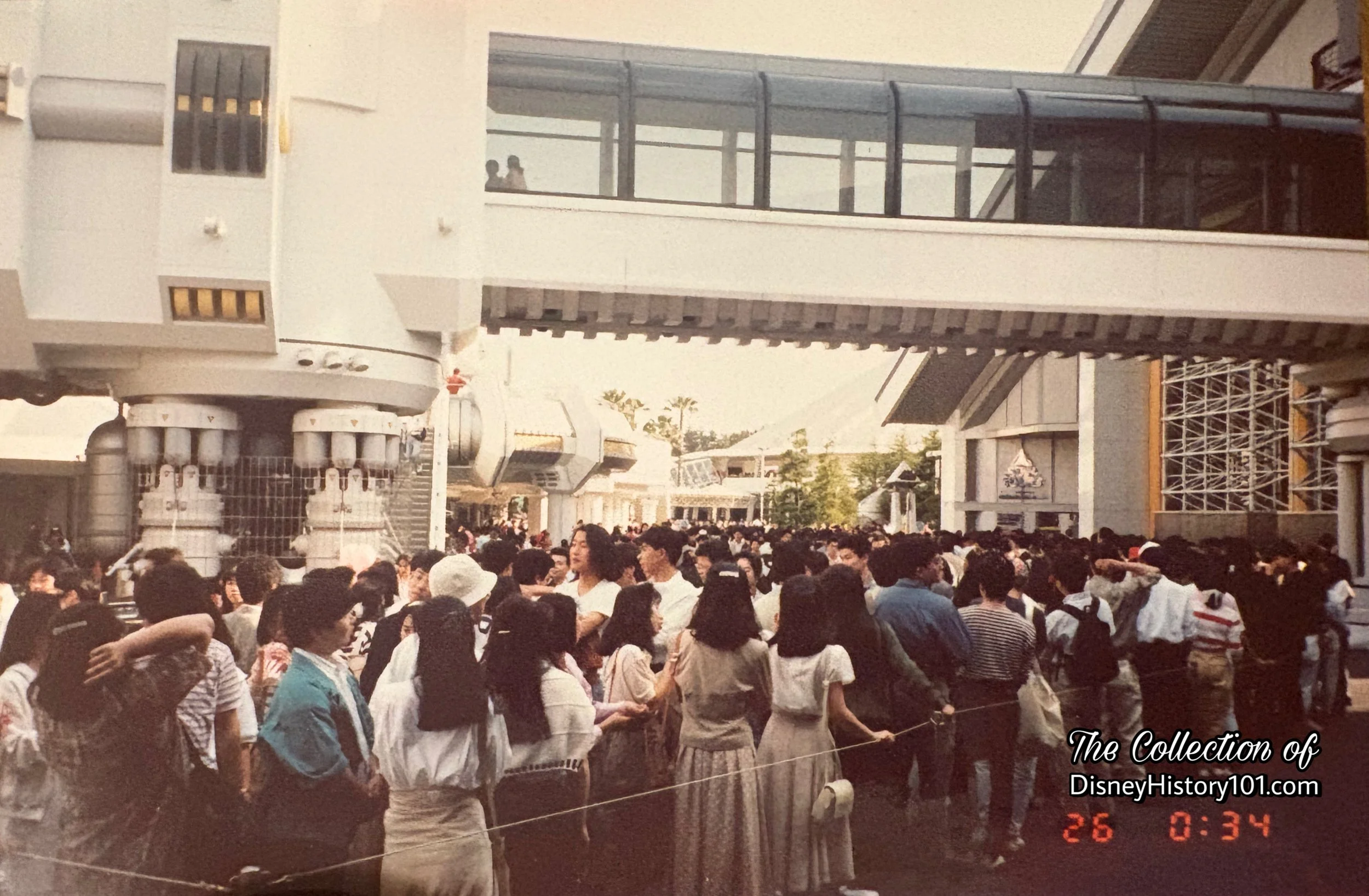 Peak Guests fill the queue of Star Tours at Tokyo Disneyland.