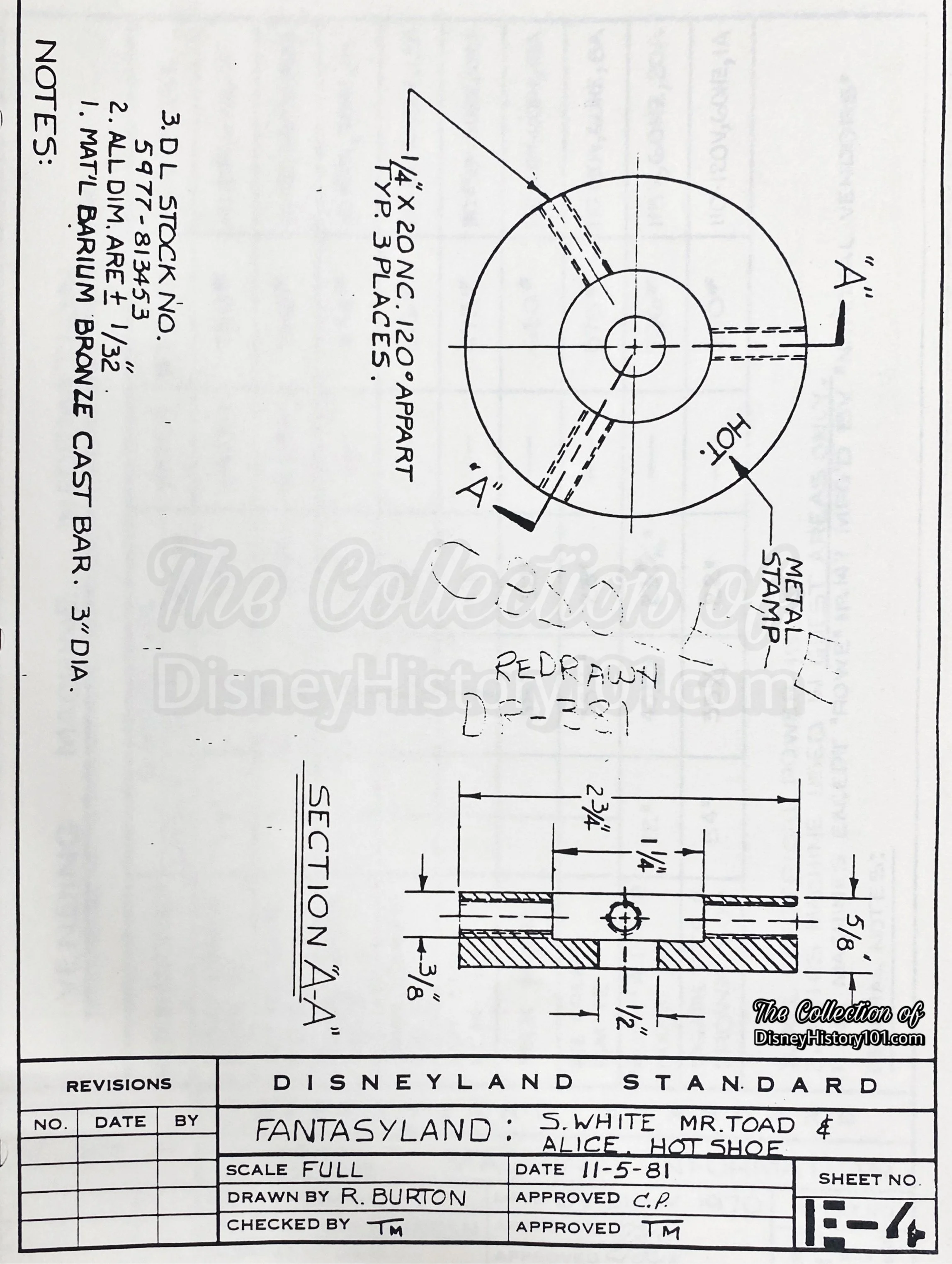 Fantasyland Darkride “Hot Shoe” Drawing; 1981.