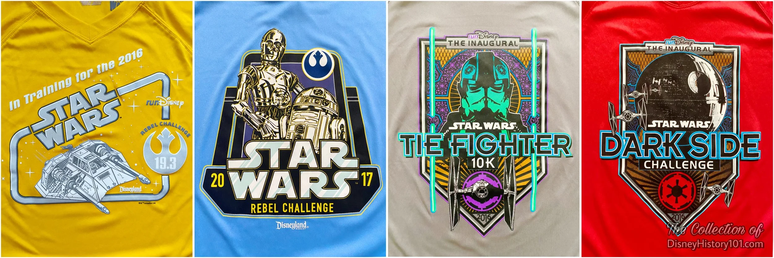 Several runDisney souvenir shirts, 2016-2017.