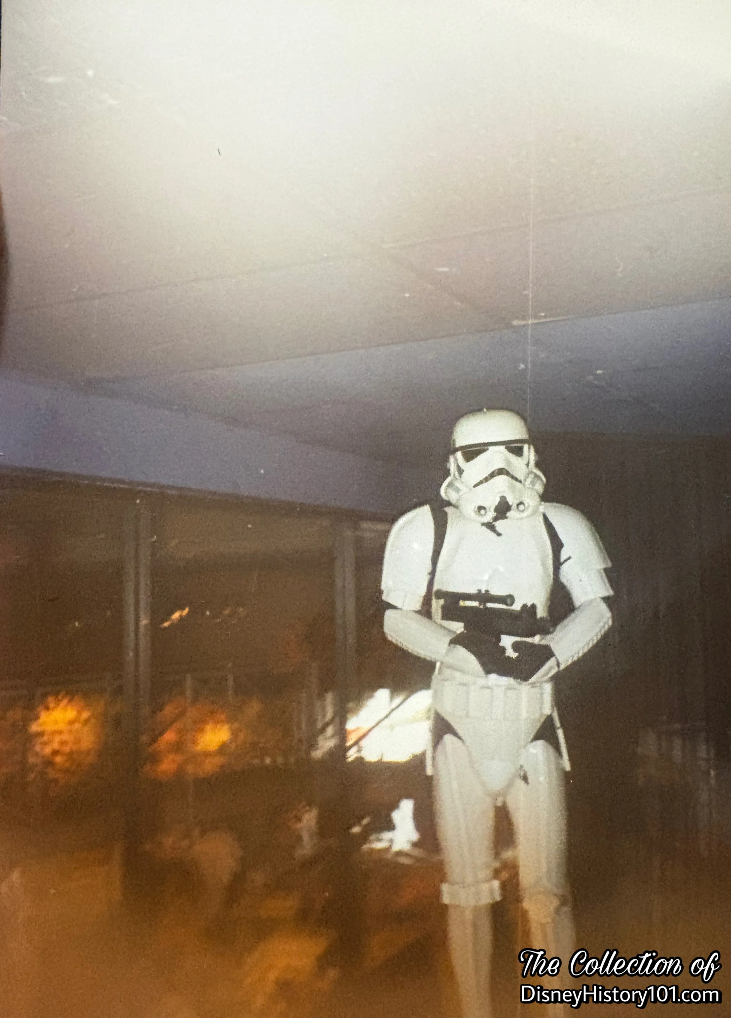 In a Pre-Show along the PeopleMover, a lone Stormtrooper stood as a sentry over the Star Trader Shop in Tomorrowland.