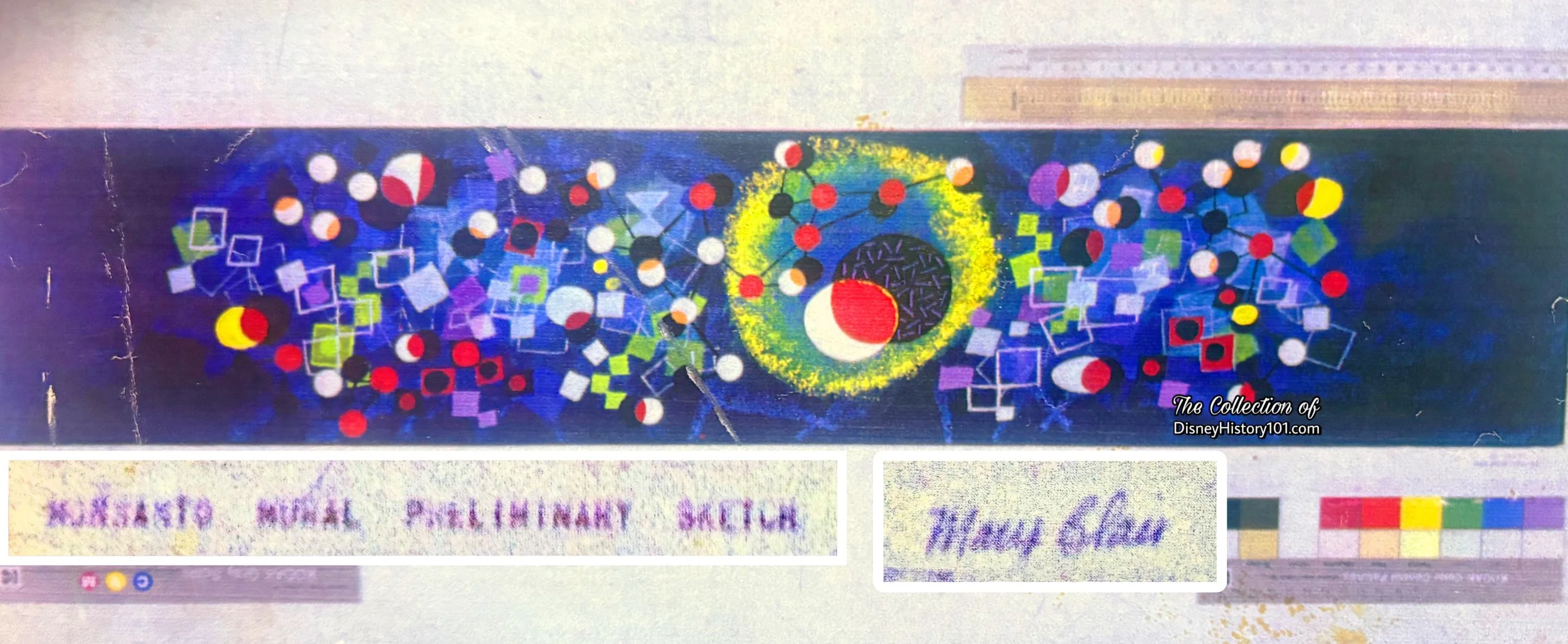 A documentation image of the Monsanto Mural by Mary Blair.