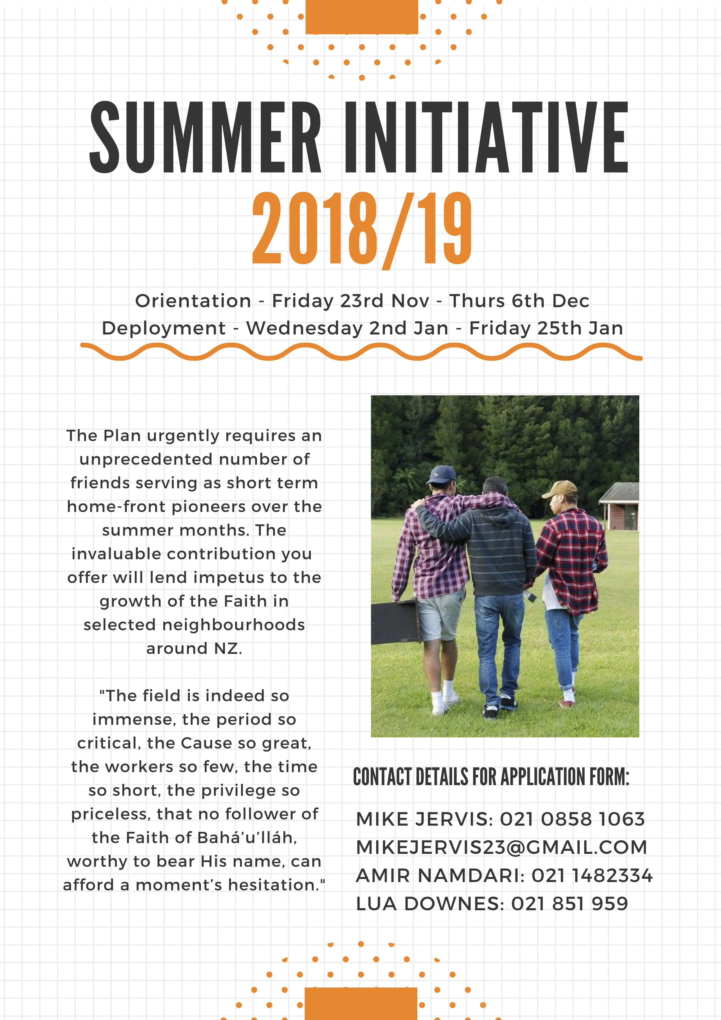 Call for pioneers on the homefront