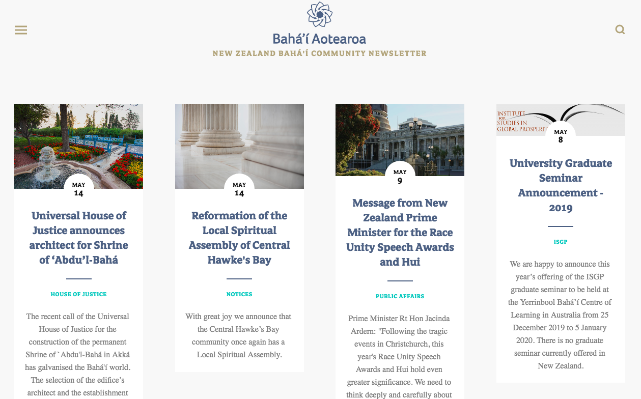 Subscribe to "Bahá'í Aotearoa", New Zealand Bahá'í community online newsletter