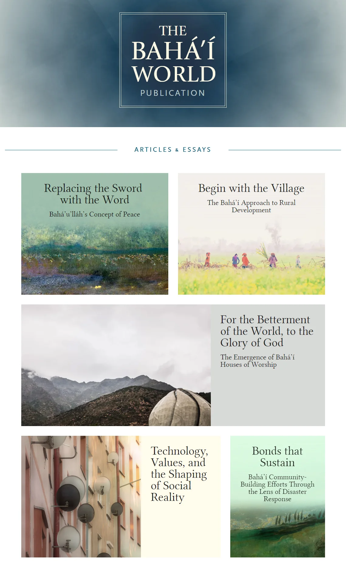 A new official Baha’i website makes available thoughtful essays and articles on contemporary issues and developments