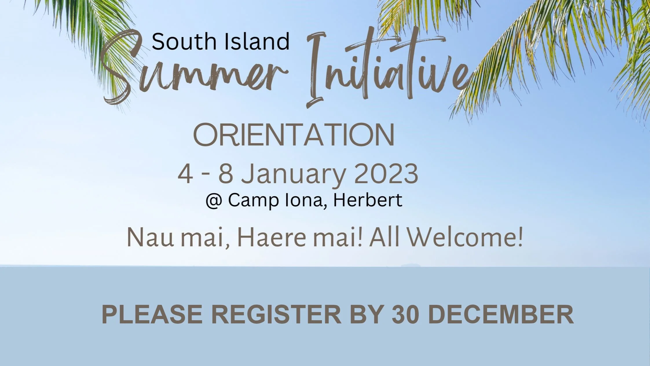 South Island summer initiative orientation