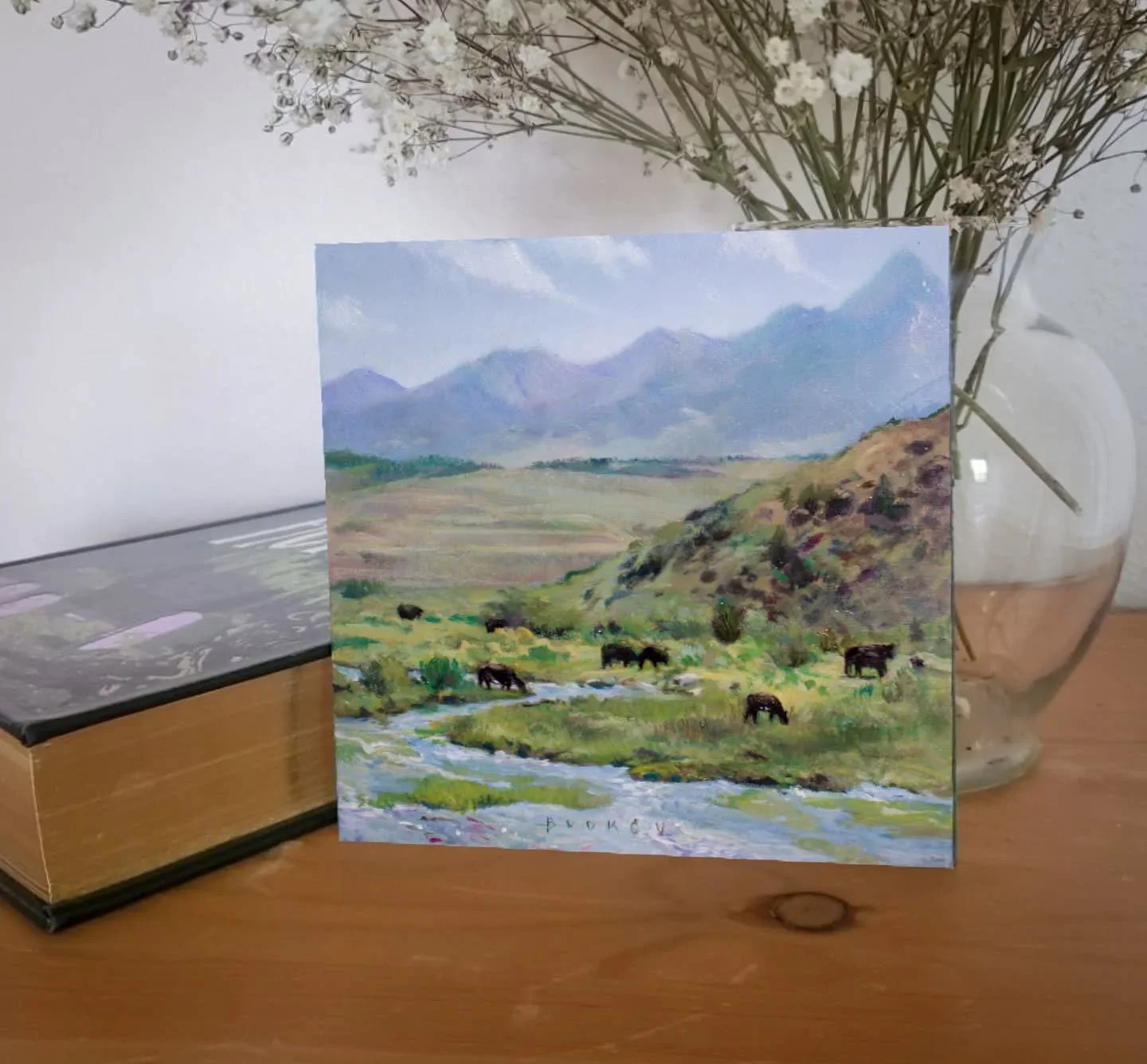 A new miniature landscape painting that will be available for sale at Tehachapi Art in California later this year! 
&quot;Bigger Stream; Lemhi County, Idaho&quot;
Oil on Aluminum
6&quot; x 6&quot;

This serene landscape offers a glimpse into a tranqu