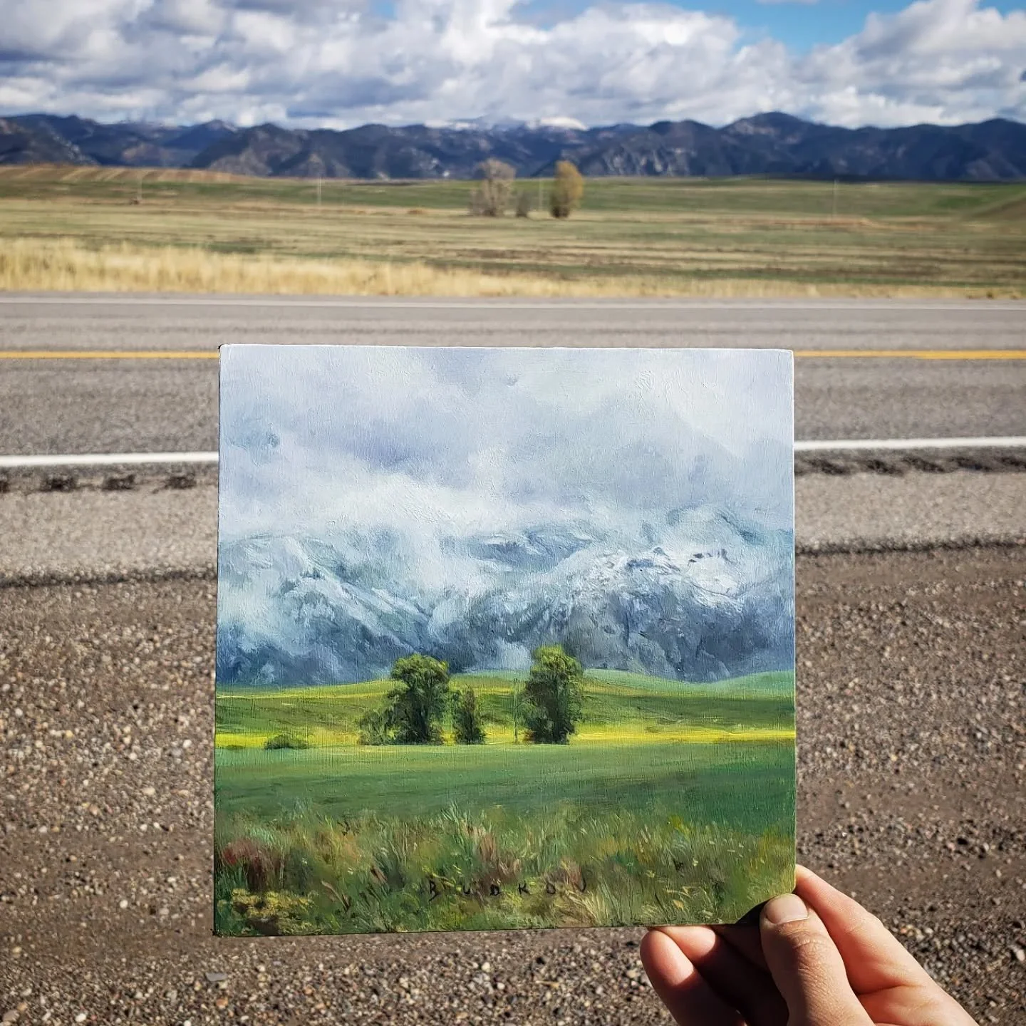 Seasons are changing. Same spot, different month. 
New plein air painting - &quot;Oncoming Storm&quot;, 8&quot; x 8&quot;.
Available for sale.
 
 
#pleinairart #pleinairpainting #idahoart #idahonature #idahopainting #miniatureart #miniaturelandscape 