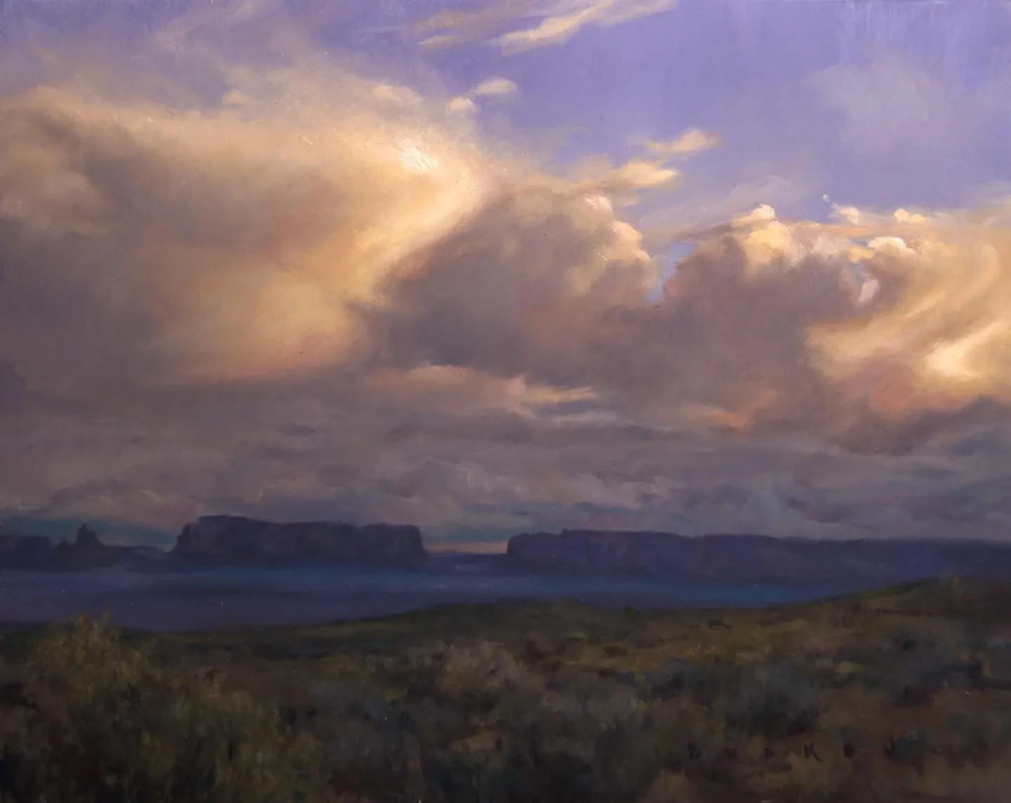 New painting - &quot;Chant of Clouds, in Monument Valley&quot;
En plein air piece, I had about 20 minutes to paint it before it went completely dark. Finished in studio. Fun fact: I forgot and lost my camera after painting it.
Available for sale, 11&