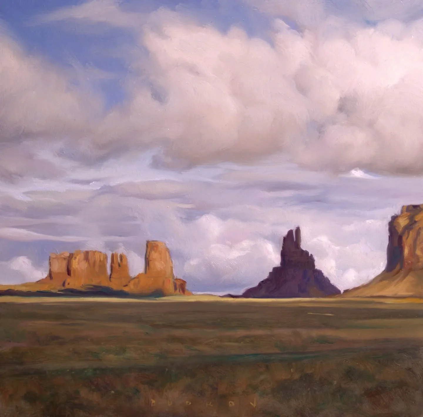 New plein air painting of Monument Valley most famous - &quot;Spell of the Wind&quot;. 10&quot; x 10&quot; oil on aluminum, available for sale. 
 
 
 
#monumentvalley #utahpleinair #landscapepainting