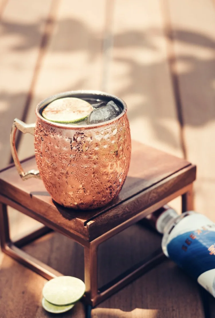 Phnom Penh Mule in a copper mug with lime
