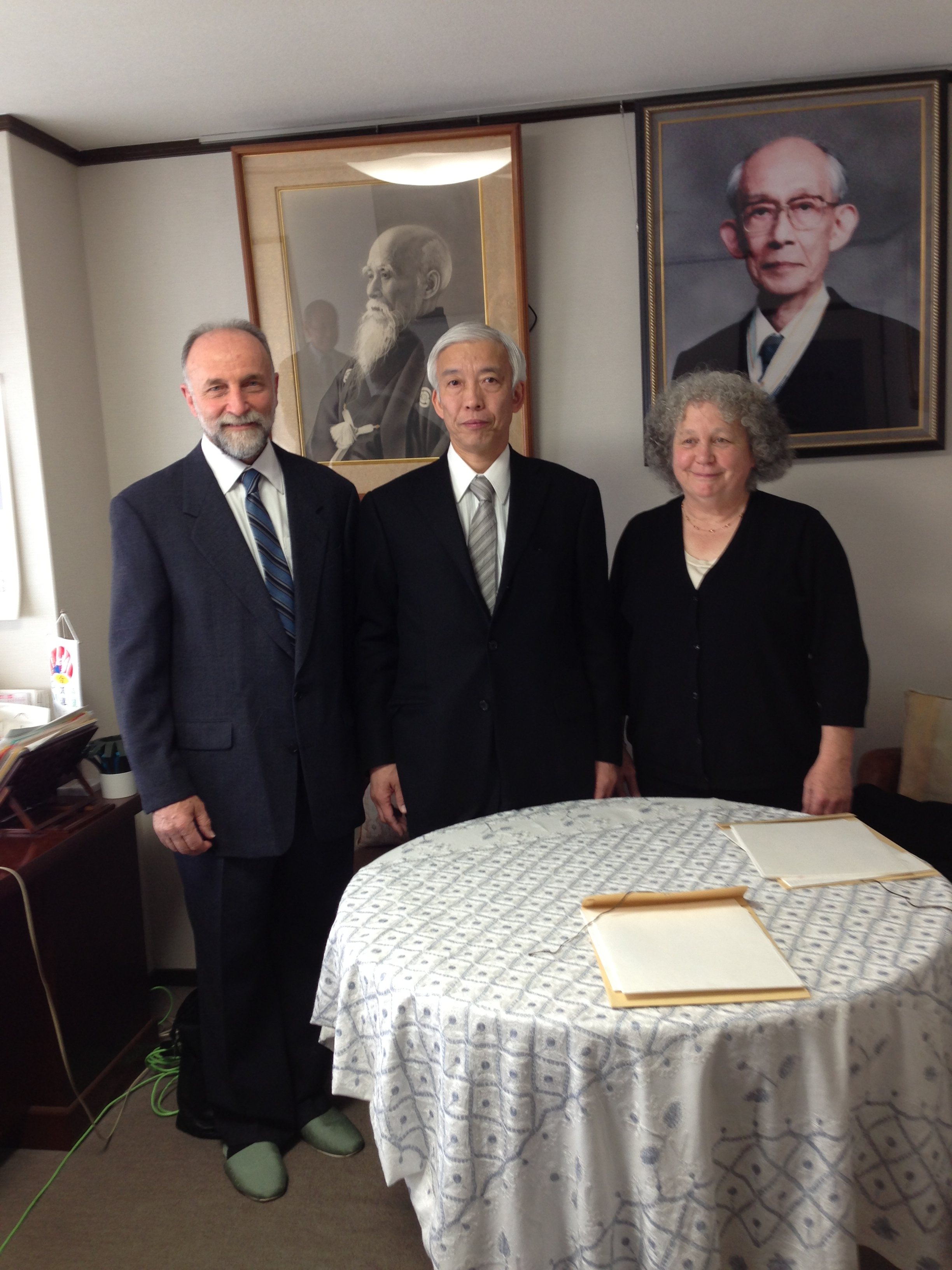 Ben & Deborah with Doshu in office.jpg