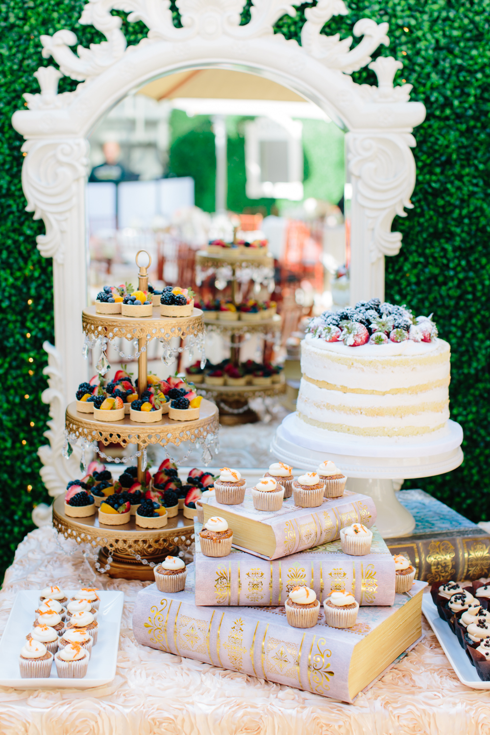 Mini Fruit Tarts, Mini Carrot Cake Cupcakes, Naked Vanilla Sponge Cake