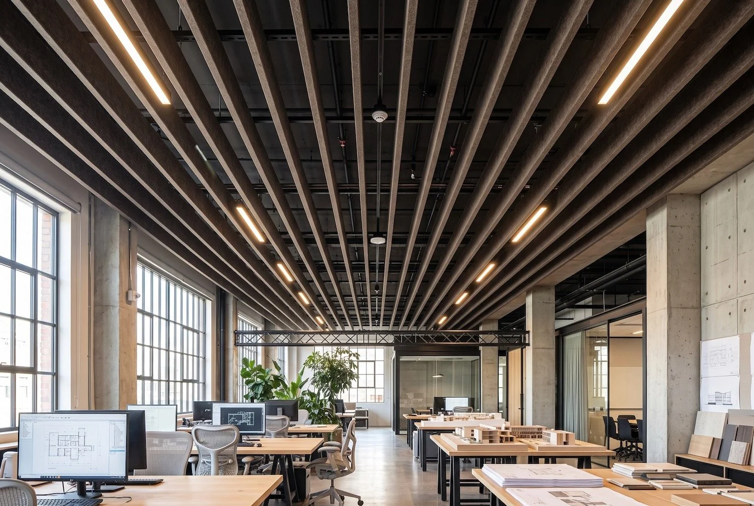 Pet Felt Beam Baffles in london architectural office.jpeg