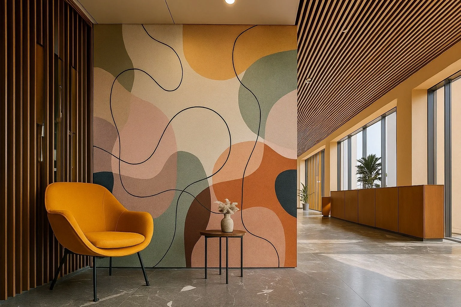 Printed Pet Felt acoustic panels, abstract - UK office.jpeg