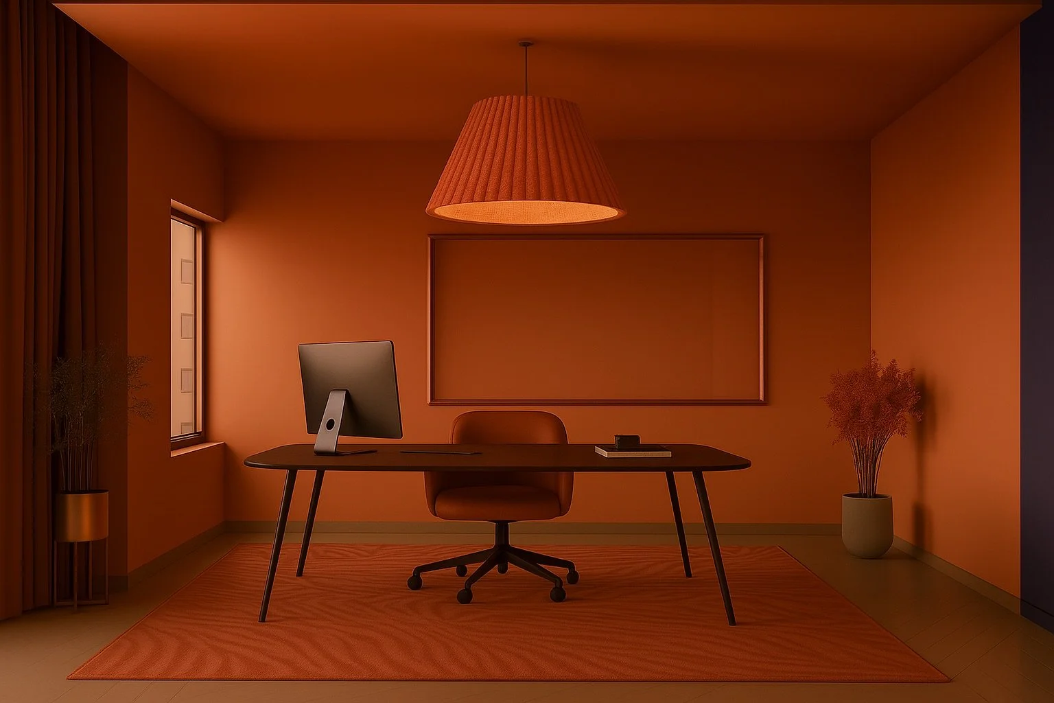 Pet felt Pleated acoustic ceiling pendant, lamp in rust.jpeg