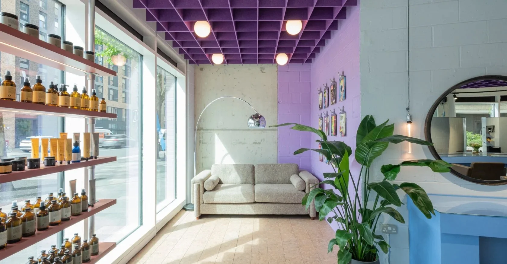 Bluetit Walthamstow - Petfelt Gridwork Axis Baffles in london hair salon 2.jpg