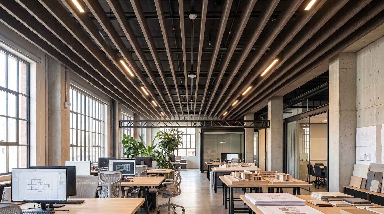 Pet Felt Beam  Baffles in london architectural office Wide.jpeg