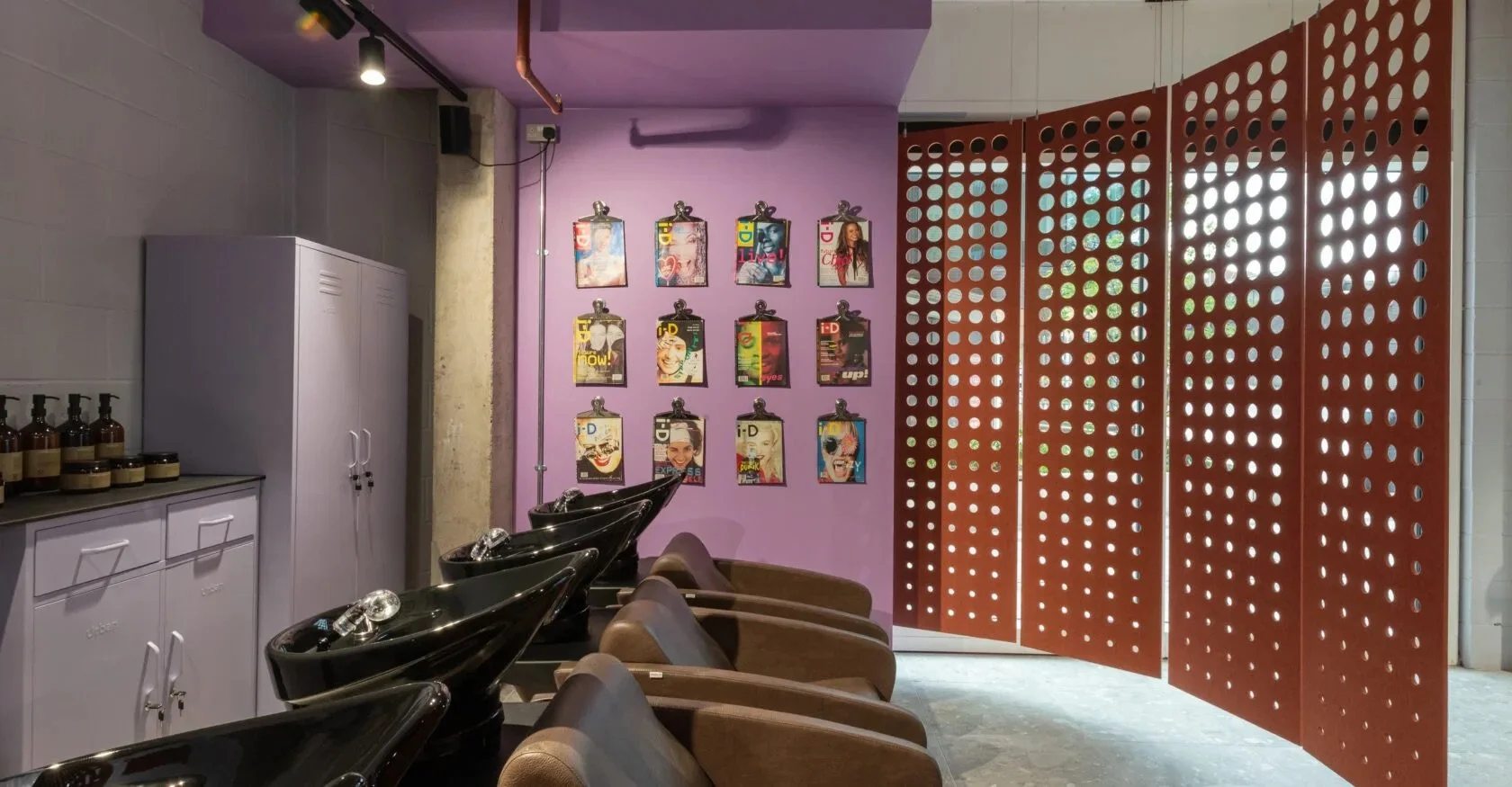 Bluetit Walthamstow - Suspensded acoustic partition screens and panels in london salon 2.jpg