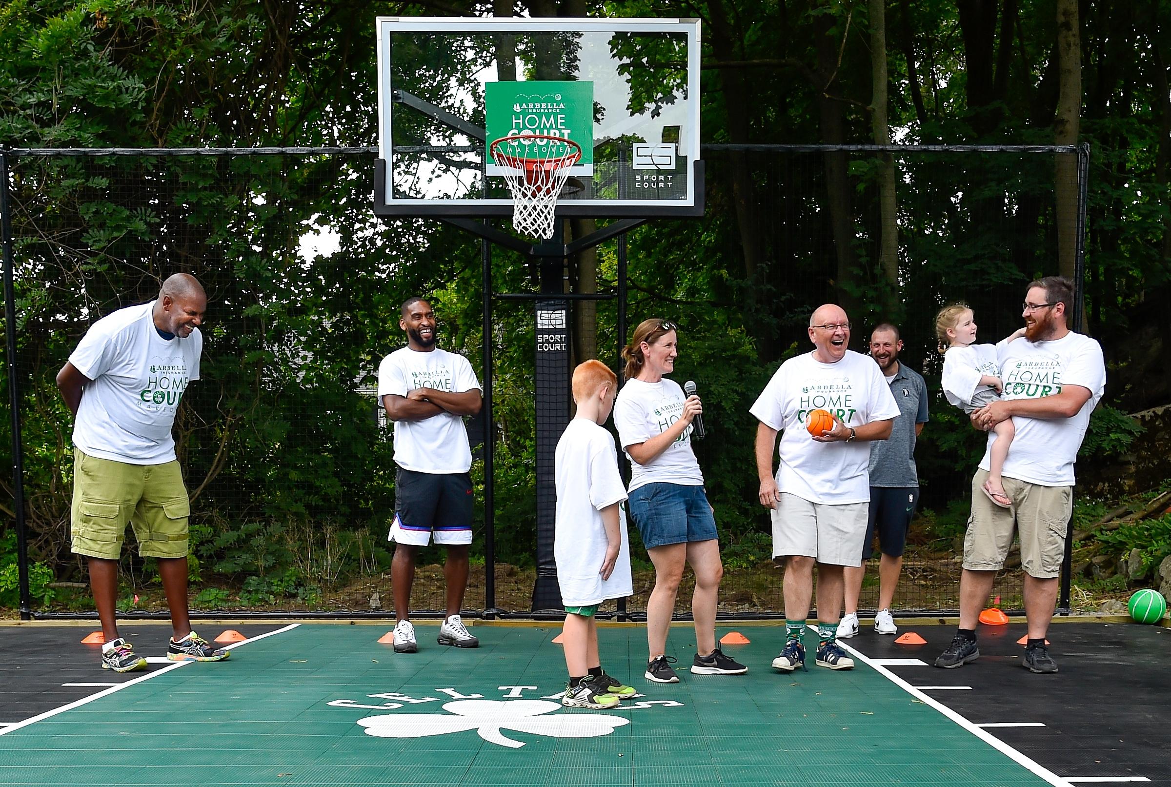 Boston Celtics, Arbella Insurance install backyard basketball court at Melrose home — The Bill ...