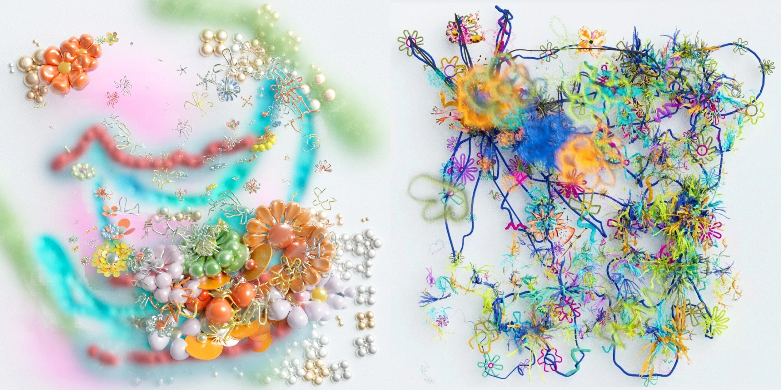 Every brush started life as a detail from Colin’s collections: a sequin, a knit, a hoop, a flower.
