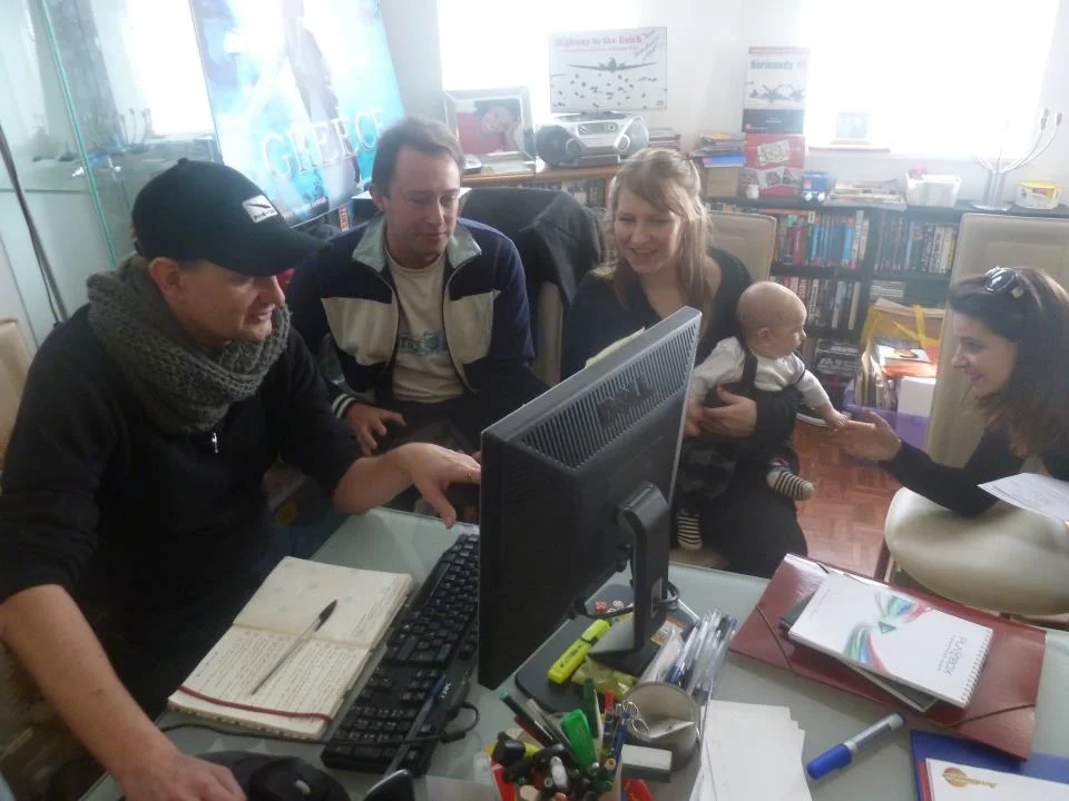 “You get a baby…” -they say. “Yeah, so what?” The Director, the Composer, the Head of Post-Production assisted by the 1st AD. Exhilirated 3 months old baby.
