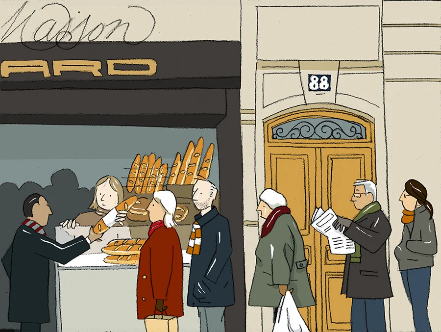 Paris: waiting for fresh baguettes