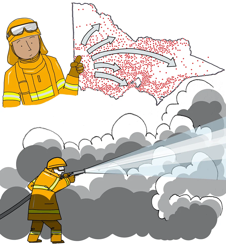 Volunteer fire brigade – whiteboard animation stills