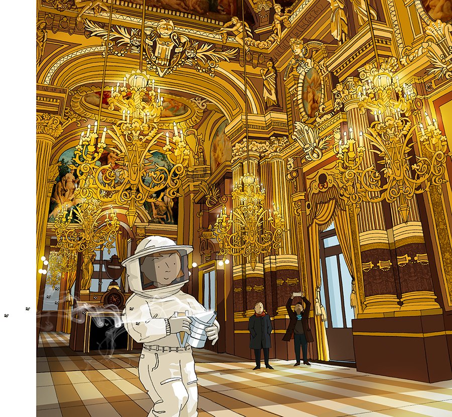 Bee keeper at Opera Garnier where there are rooftop hives