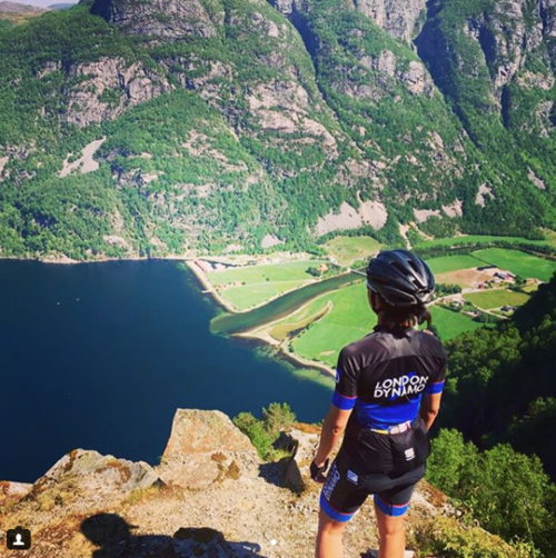 Lillian Gray standing above Frafjord, near Stavanger, Norway. Photo credit: Mark Gray
