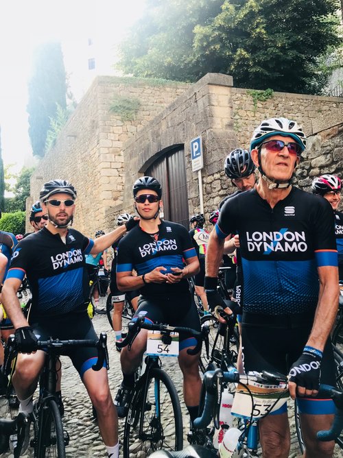 Dynamos about to set off for the Girona Granfondo