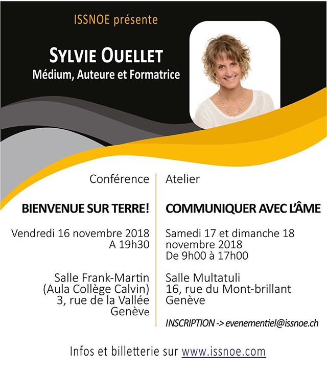 J-10 conf&eacute;rence et atelier avec Sylvie Ouellet &agrave; Geneve! #geneve #geneva #medium #auteure #ame #suisse #switzerland #swiss #conference #2018