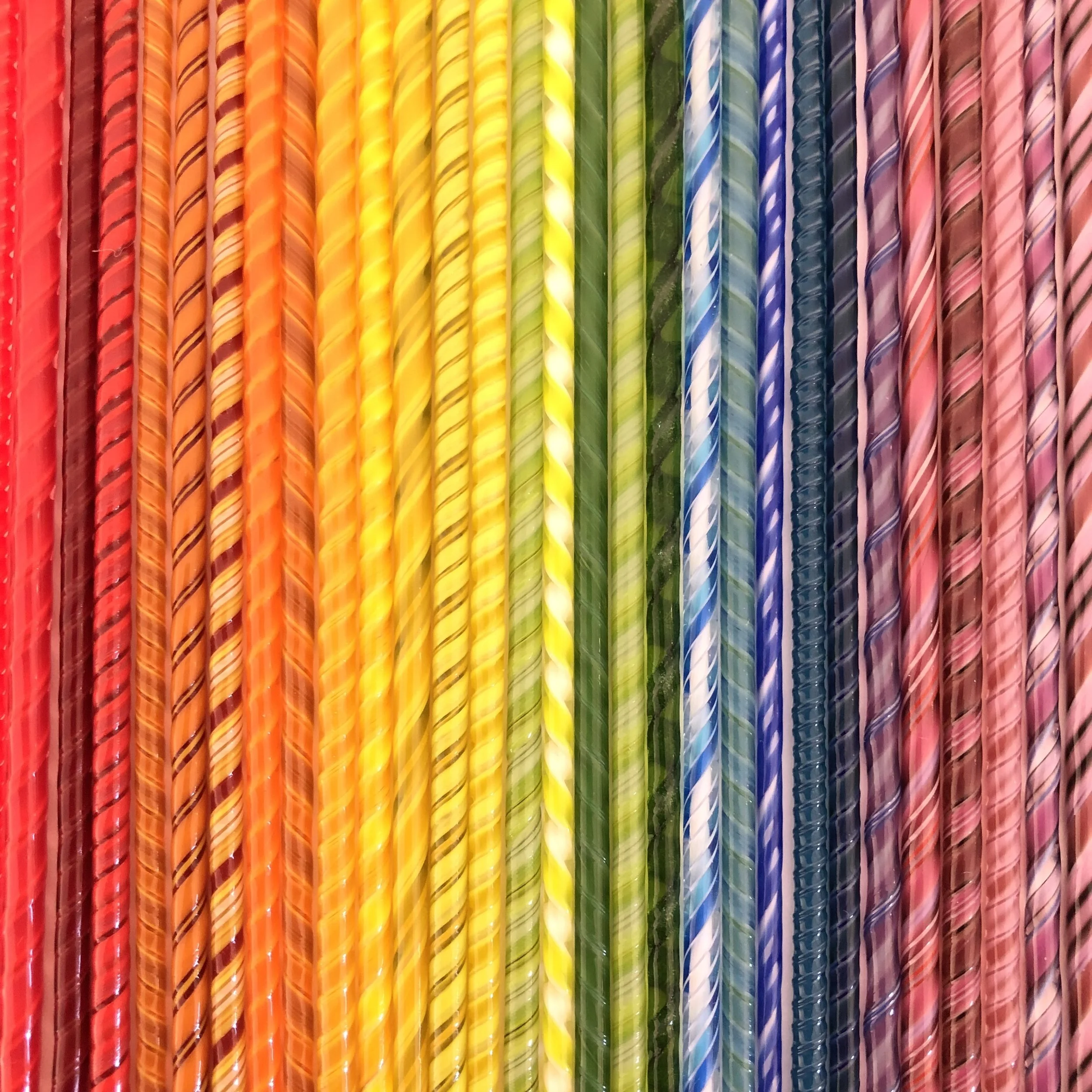 Twisted Glass Canes | COE 90 Bullseye Glass | One of Each | Six 10 Inch