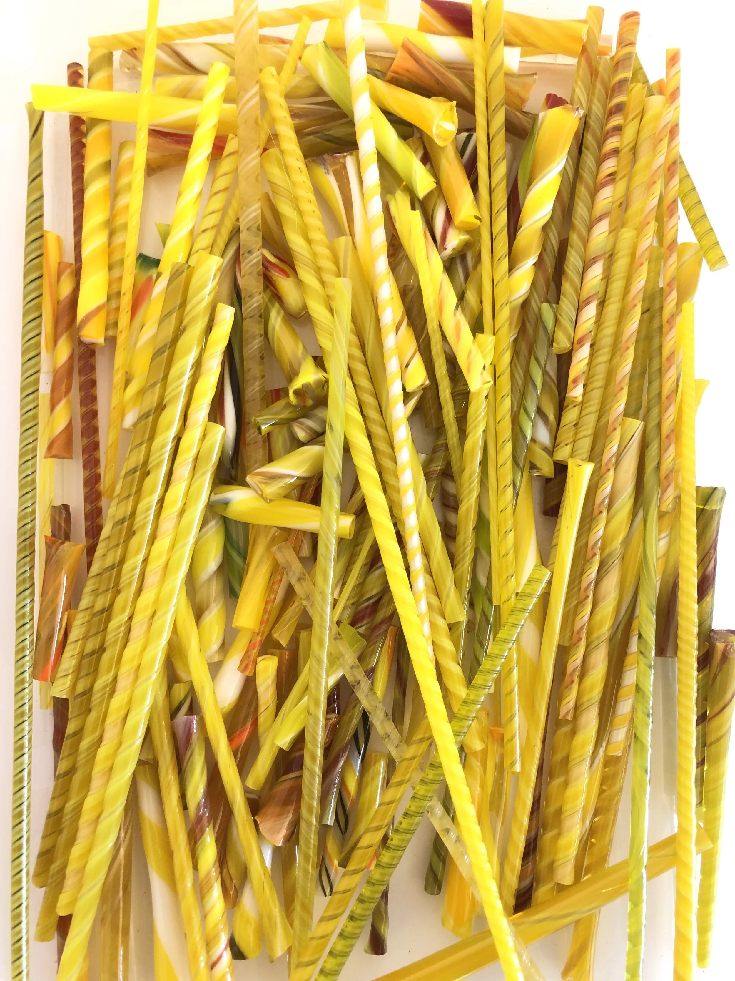 COE 90 Bullseye Glass Twisty Cane Scrap | Yellow