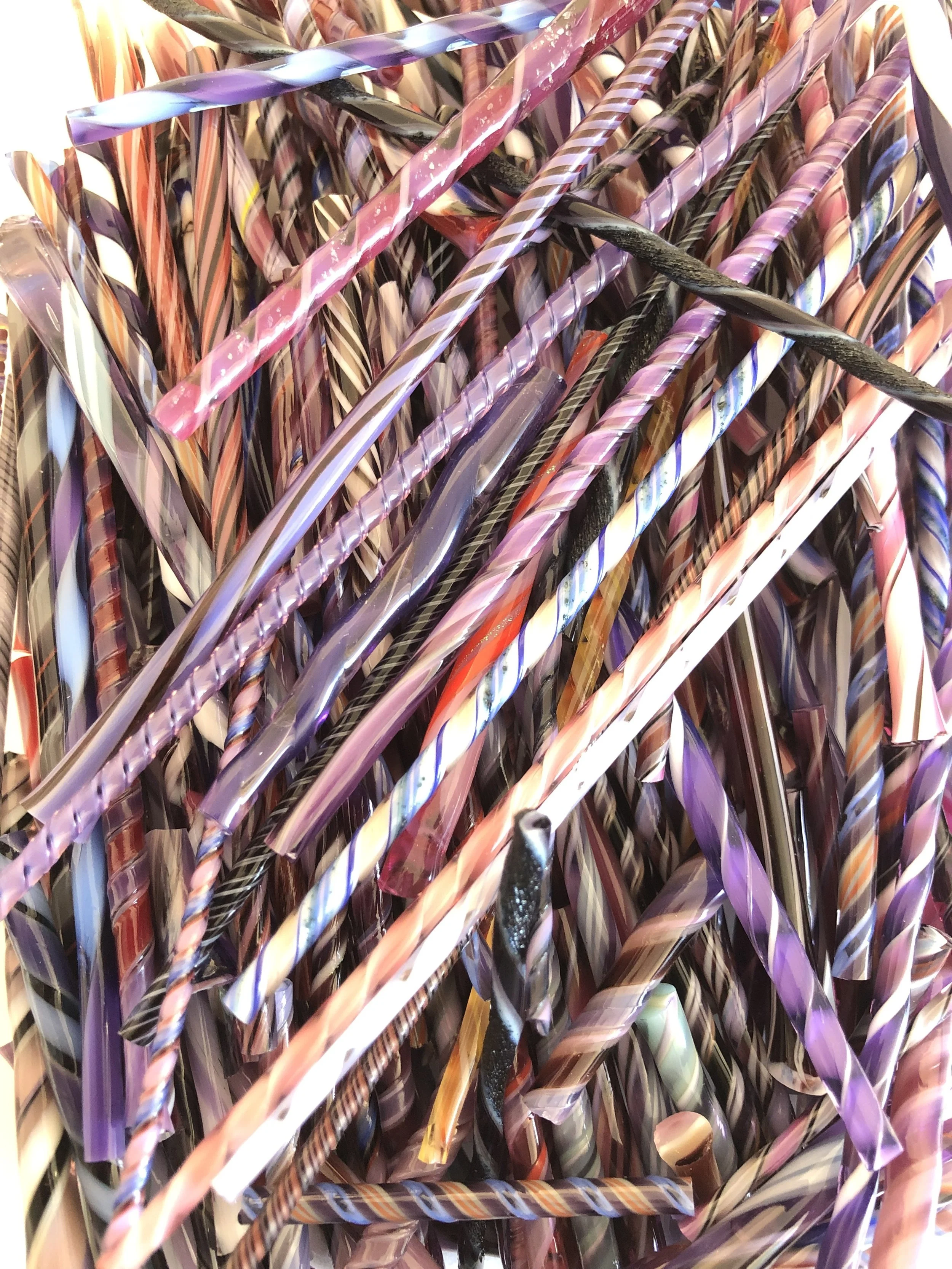 COE 90 Bullseye Glass Twisty Cane Scrap | Purple