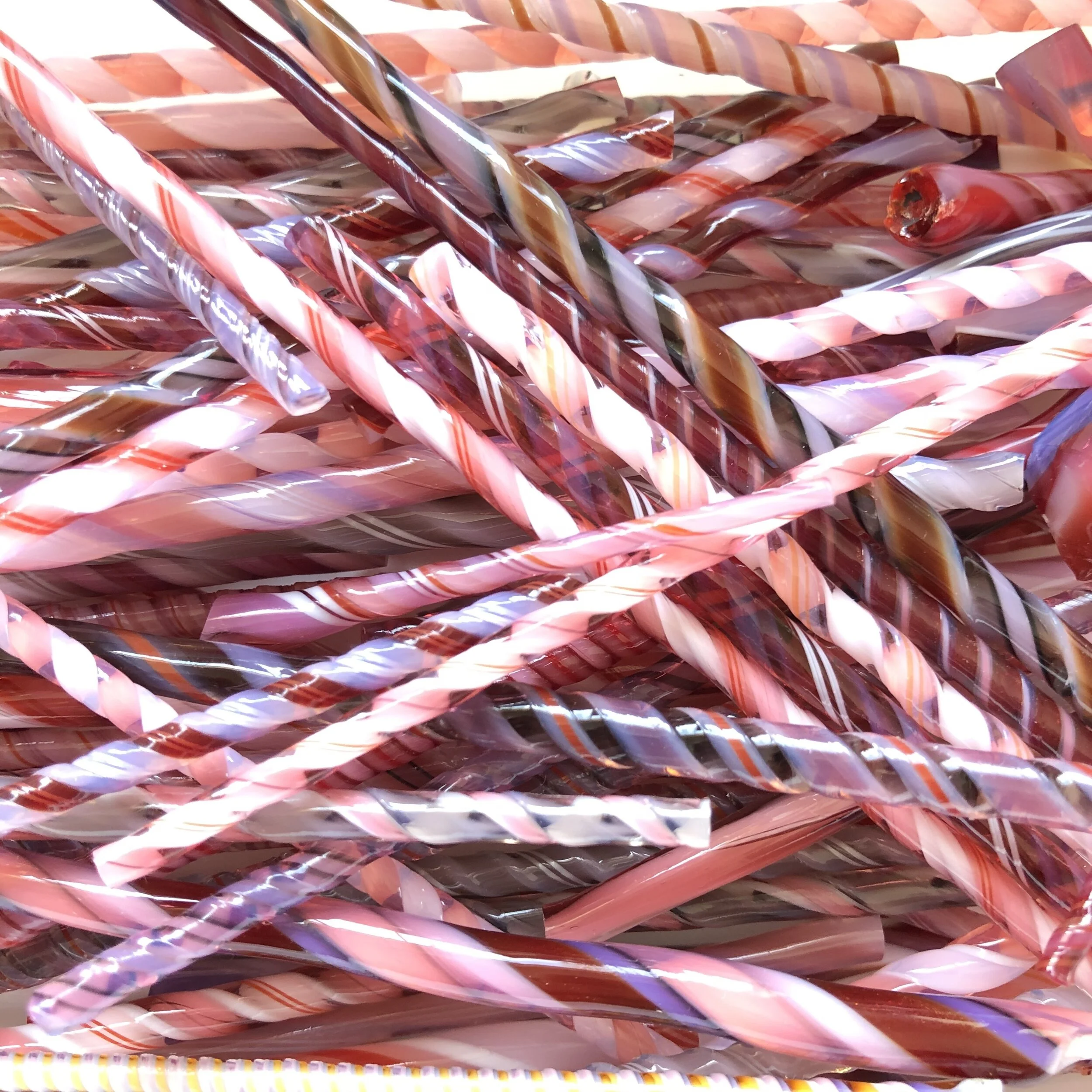 COE 90 Bullseye Glass Twisty Cane Scrap | Pink