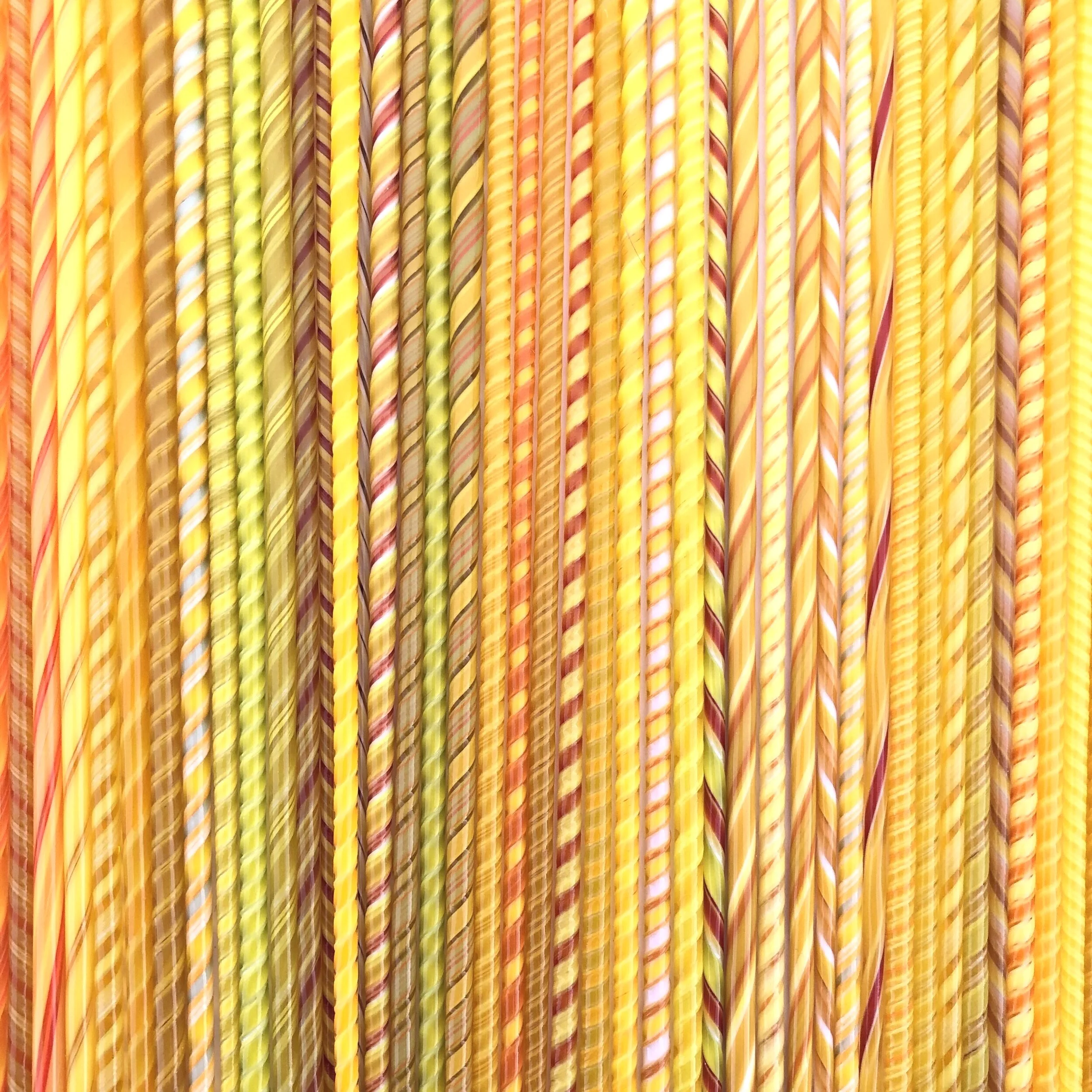 Twisted Glass Canes | COE 90 Bullseye Glass | Yellows | Five 10 Inch