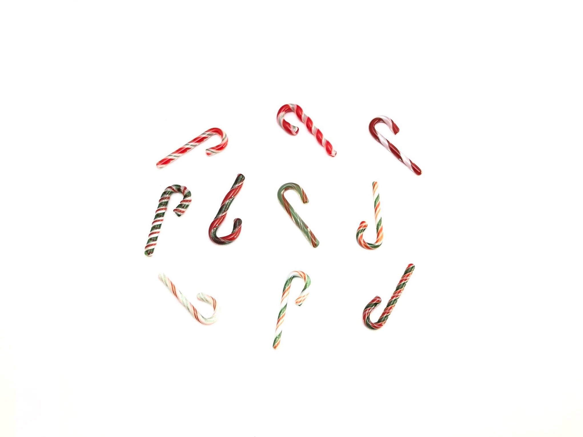 10 Small Fusible Candy Canes | Red White Green Variety