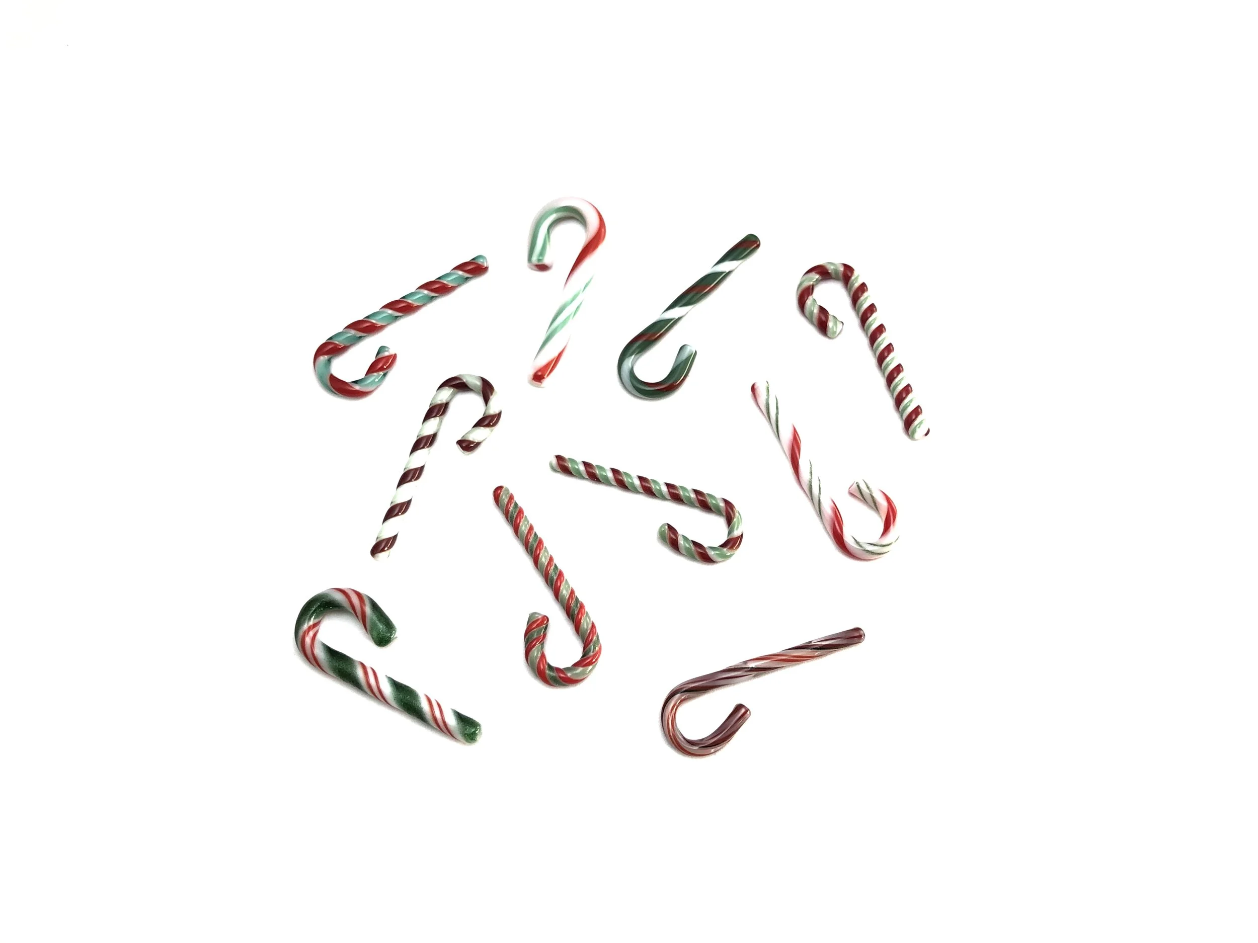 10 Medium Fusible Candy Canes | Red White Green Variety
